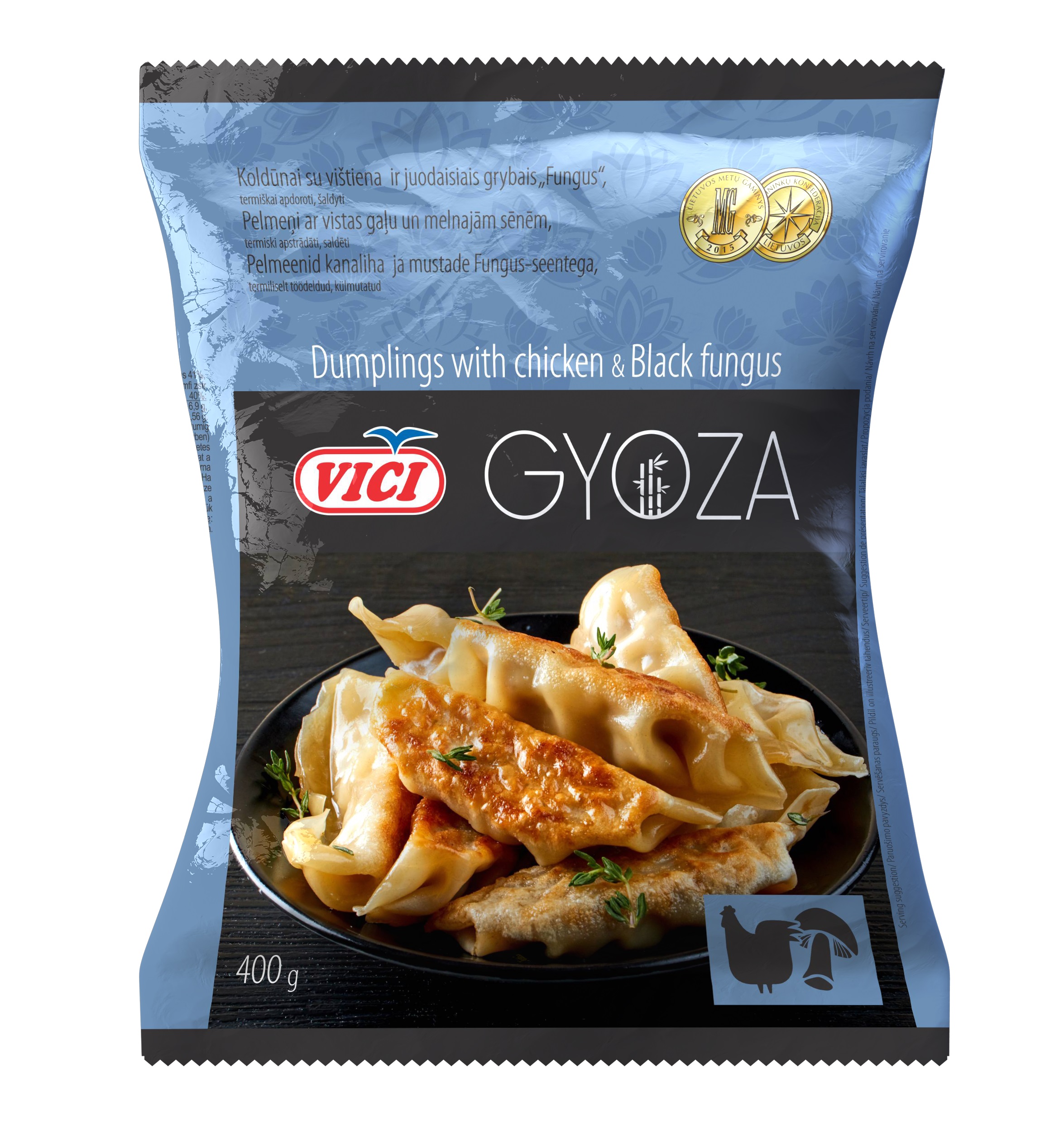 Pelmeņi ar vistas gaļu un melnajām sēnēm GYOZA 400g