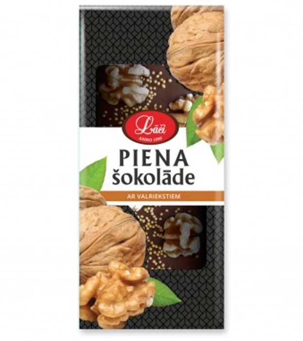 Piena šokolāde ar valriekstiem 90g, Lāči