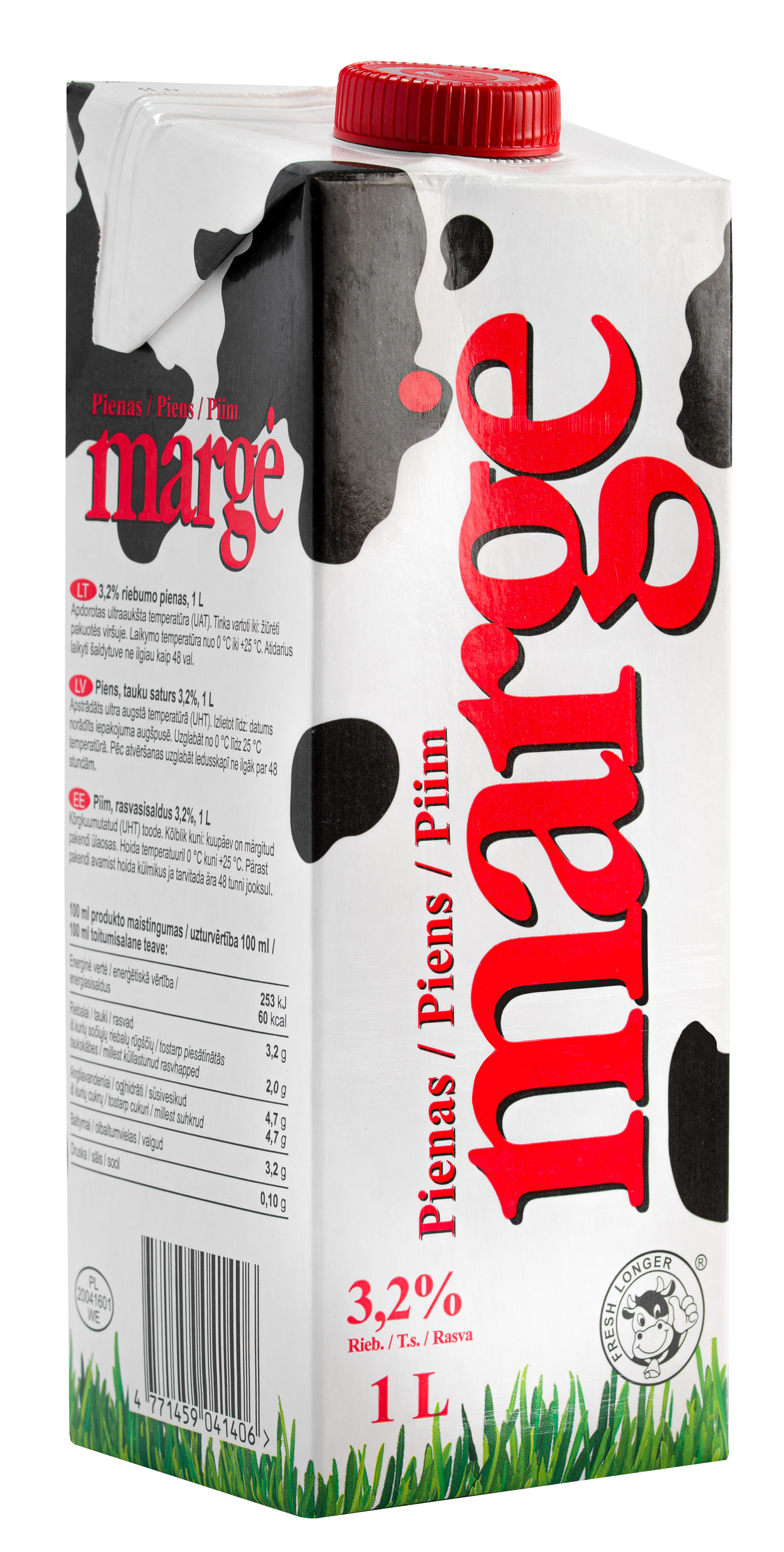 Piens pasterizēts 3.2% UHT 1l, Marge