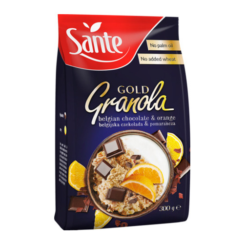 Pilngraudu pārslas ar Beļģijas šok. un apels. 300g, Sante Granola Gold