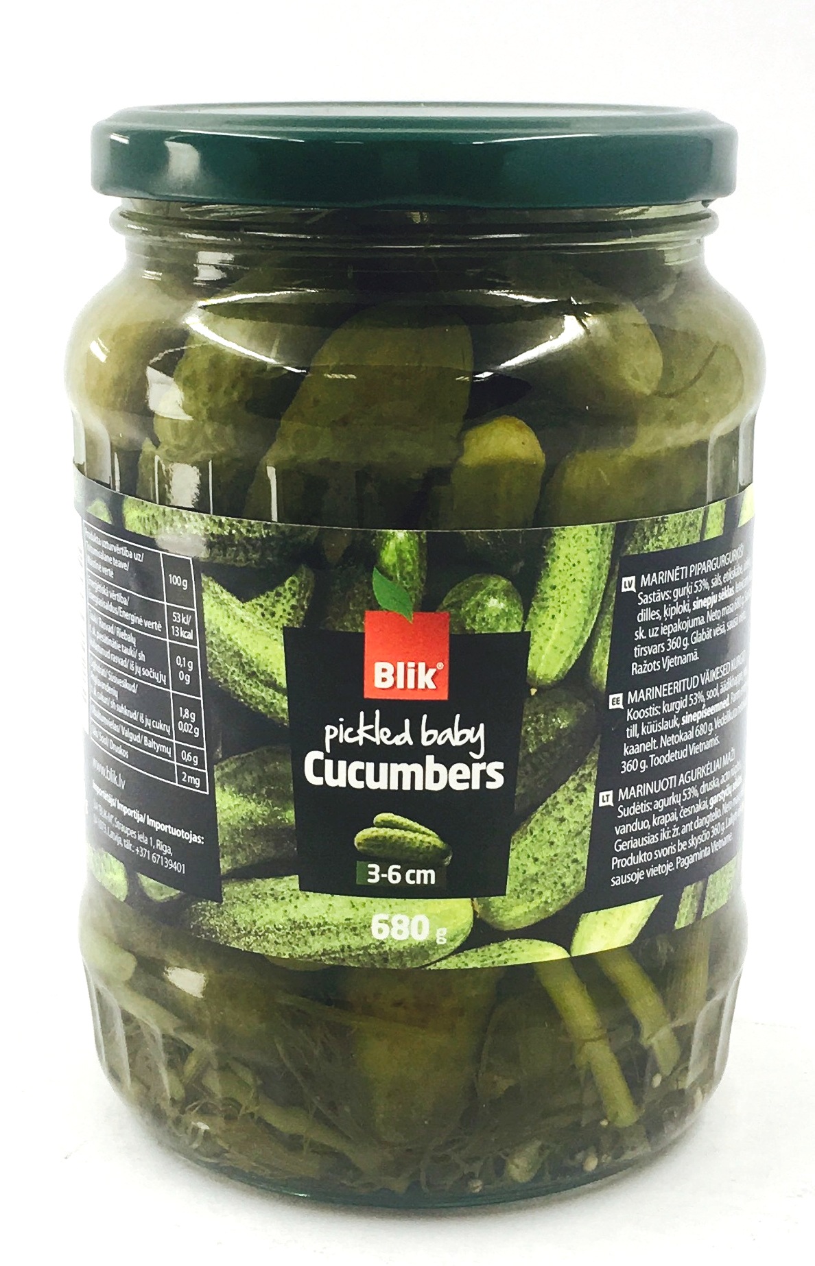 Pipargurķīši marinēti 680g (335g), Blik