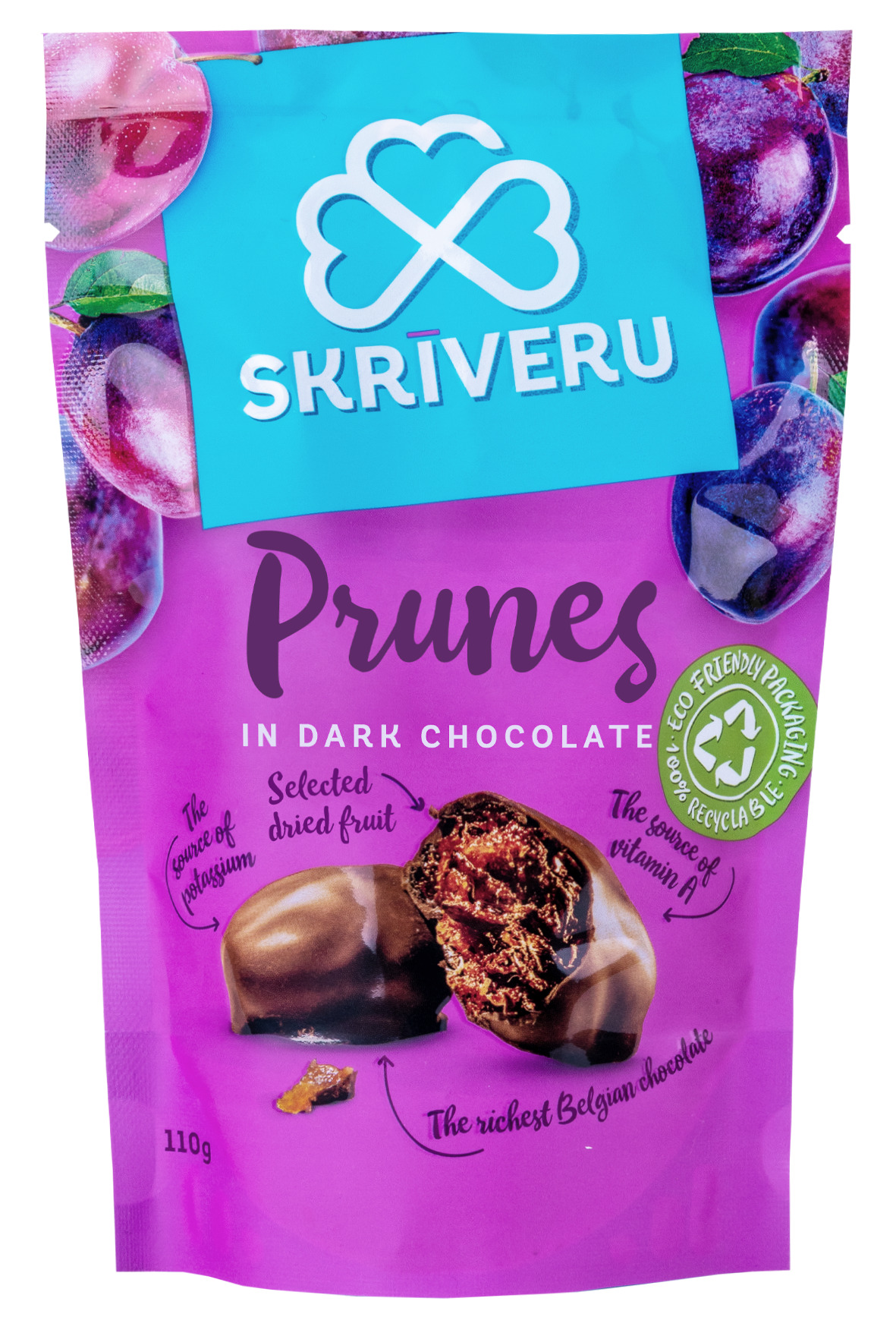 Plūmes tumšajā šokolādē 110g, Skrīveru