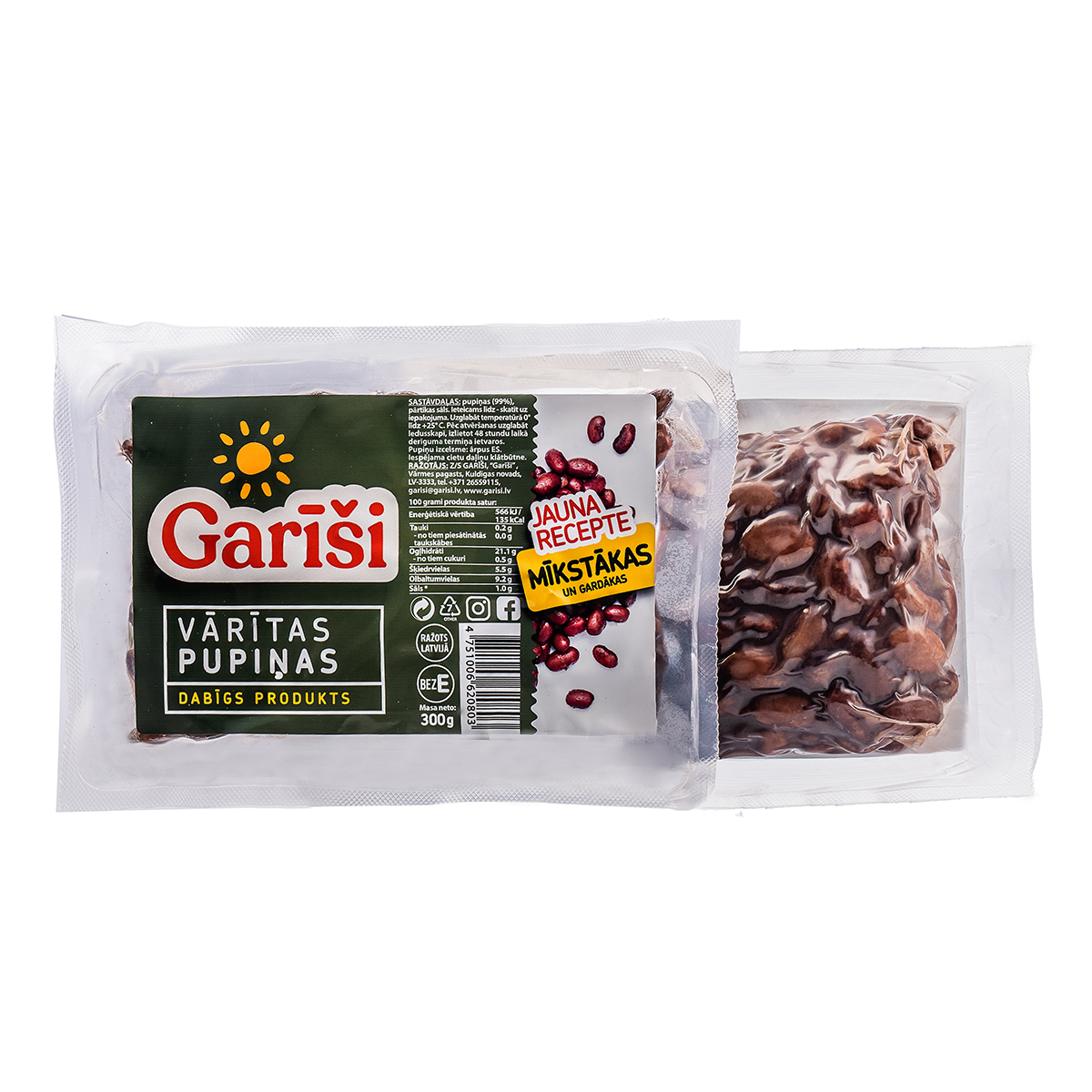 Pupiņas vārītas 300g, Garīši