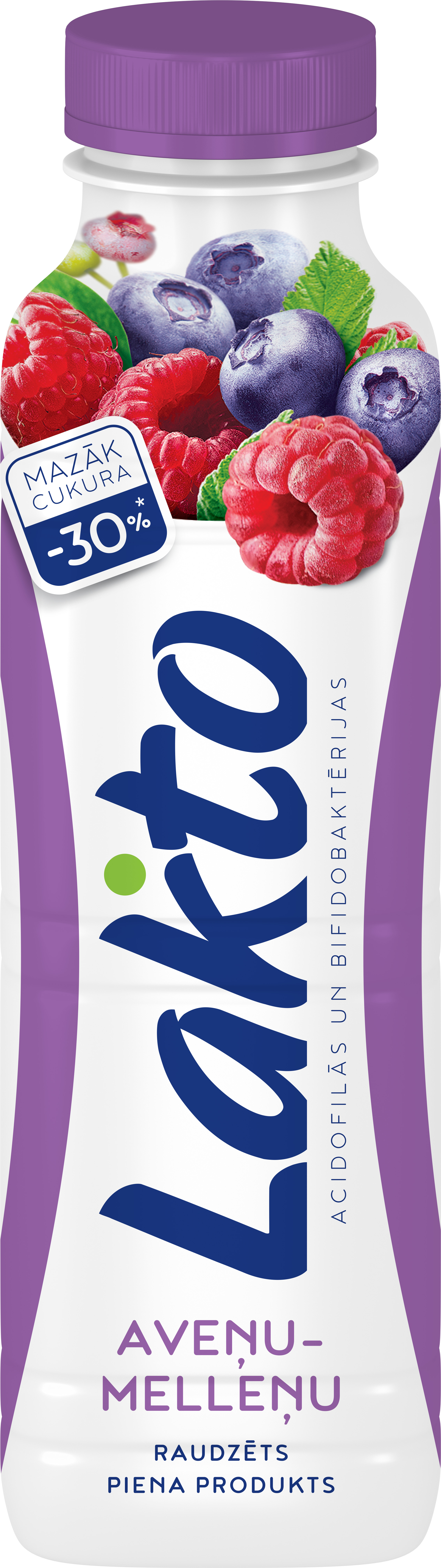 Raudz. piena prod. melleņu, aveņu 450g, Lakto