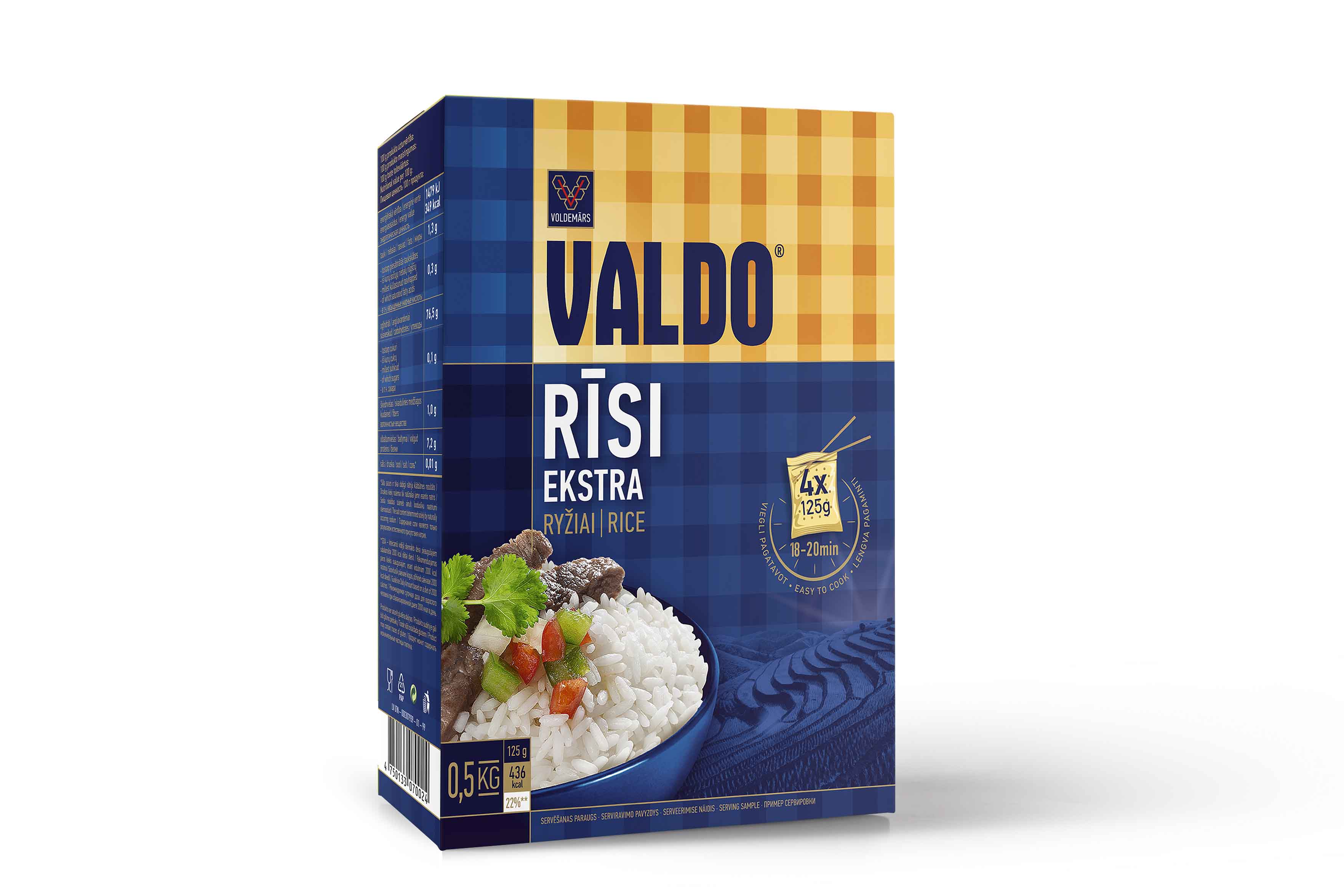 Rīsi Ekstra 4x125g, Valdo