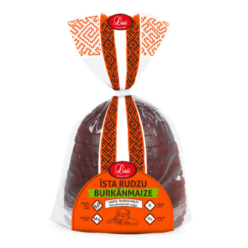 Rudzu maize Īsta Burkānmaize 440g, Lāči