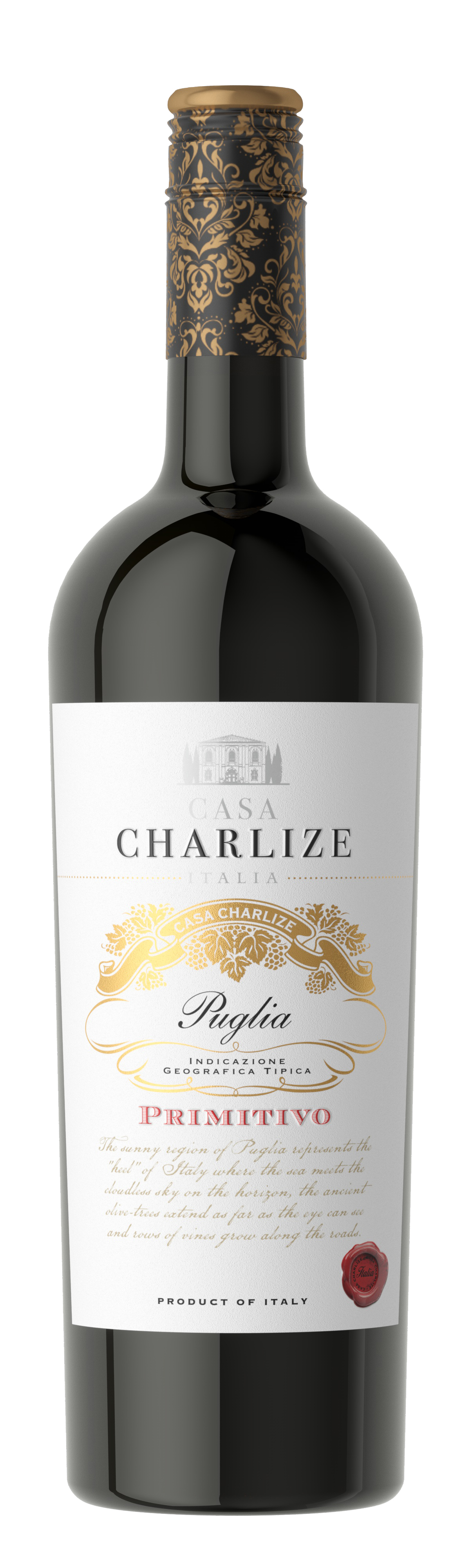 S.vīns Casa Charlize Primitivo Puglia pussausais 13.5% 0.75l