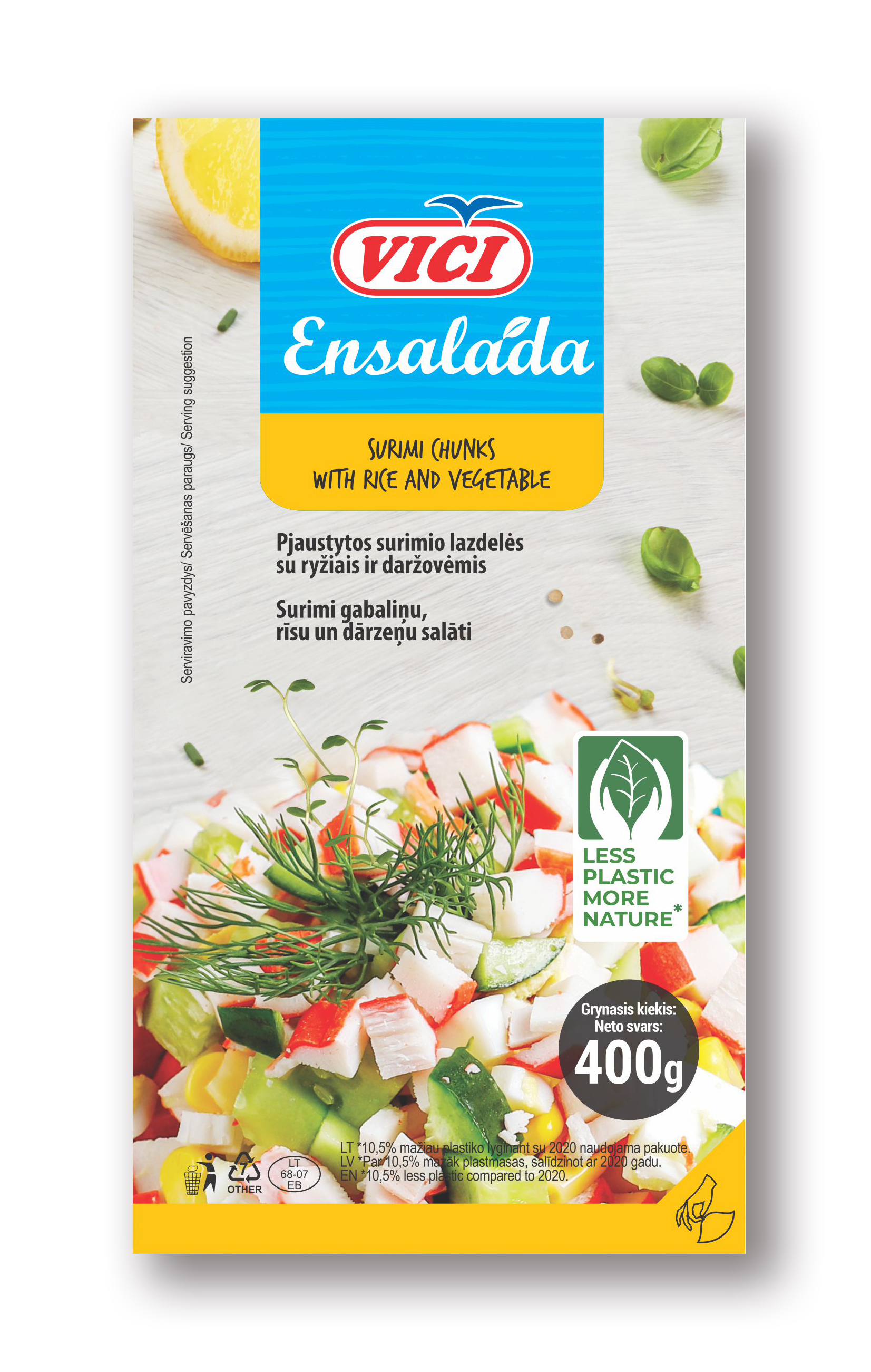 Salāti ar surimi nūjiņām un dārzeņiem Ensalada 400g, Viči