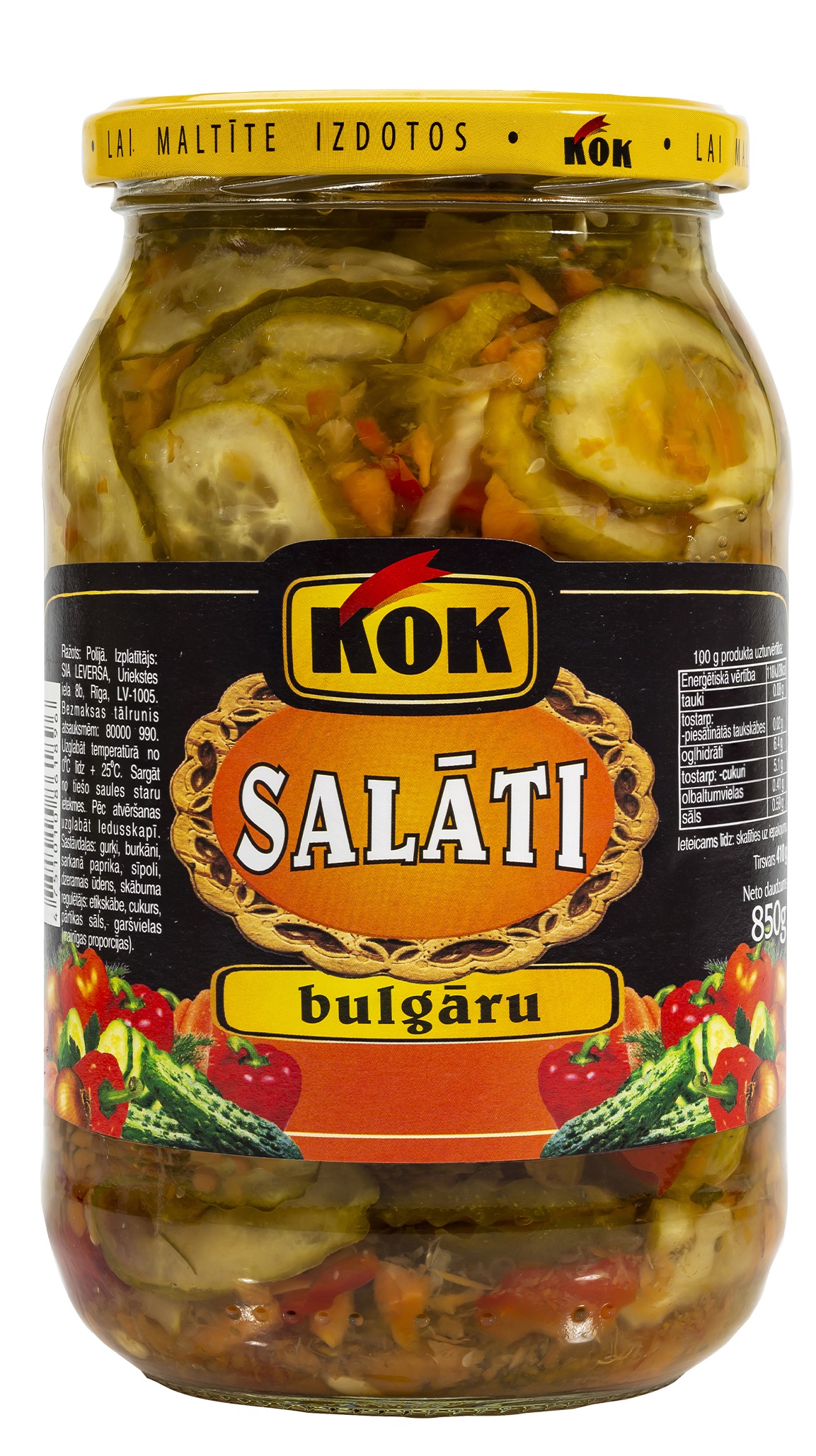 Salāti konservēti, Bulgāru 850g (430g), KOK