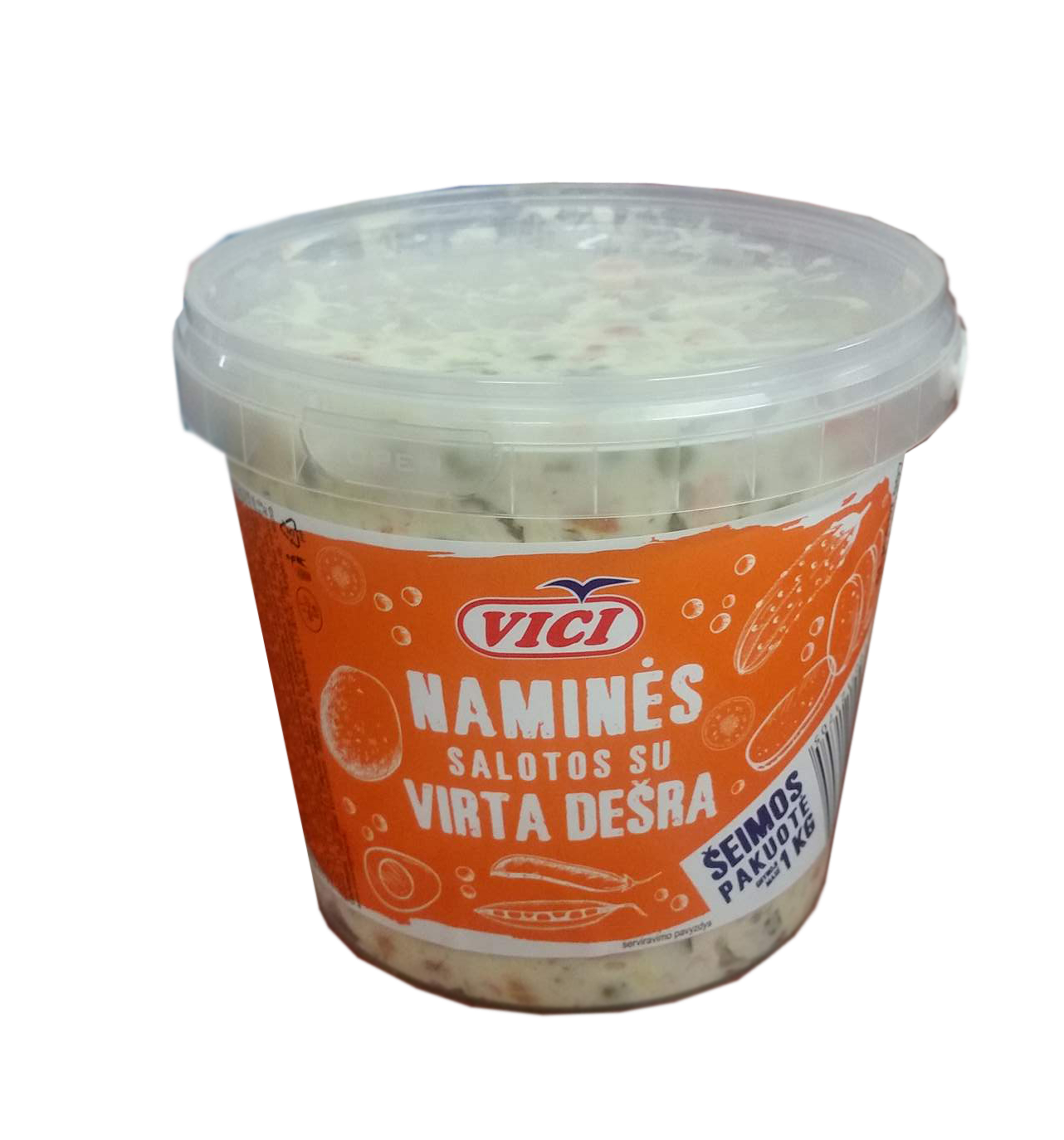 Salāti Mājas ar vārītu desu, sverami, Viči