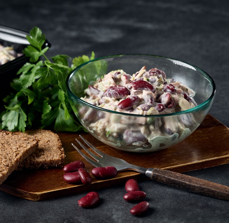 Salāti pupiņu ar kūpinātu cūkgaļu, sverami, Lido