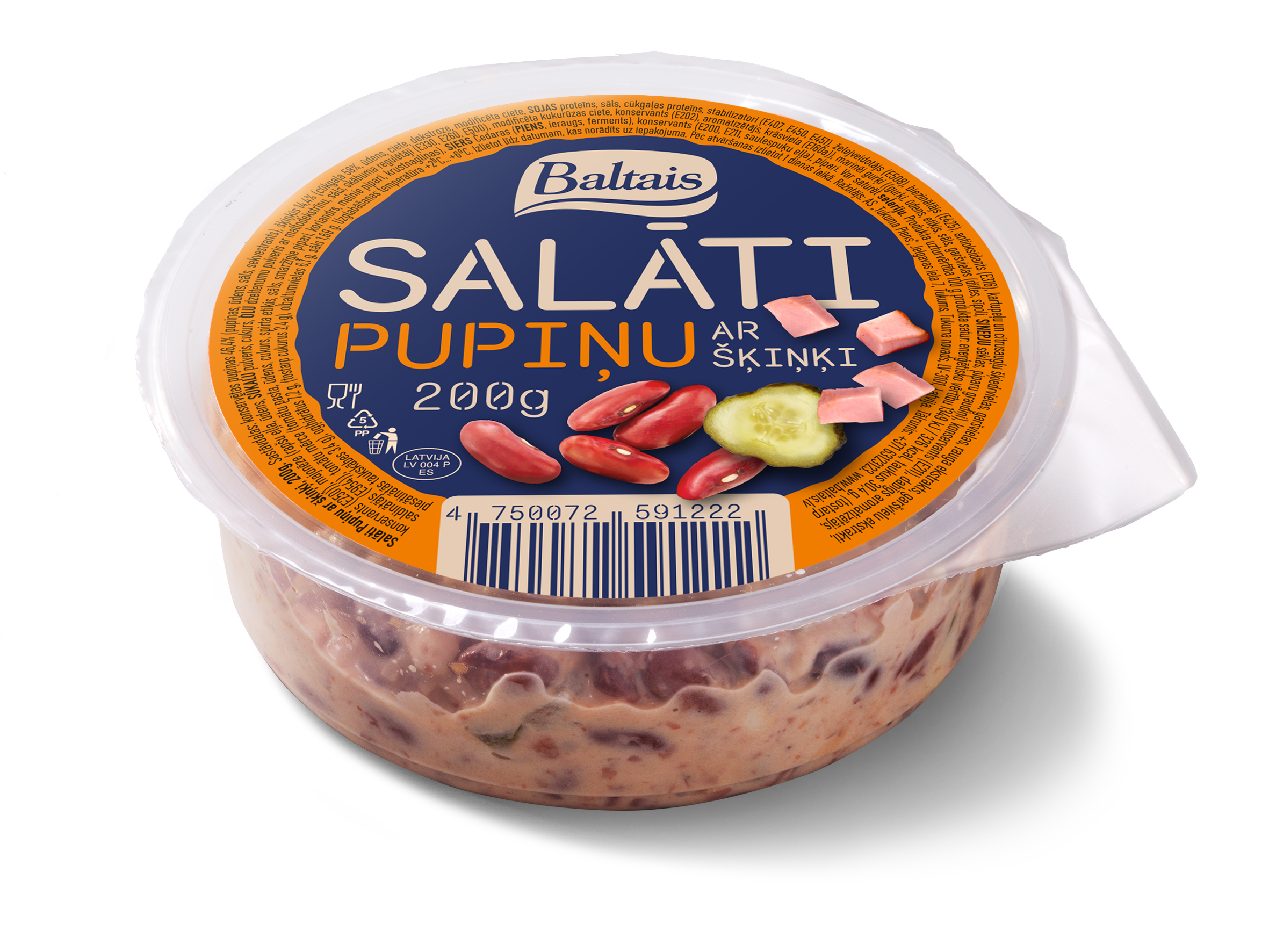 Salāti Pupiņu ar šķiņķi 200g, Baltais
