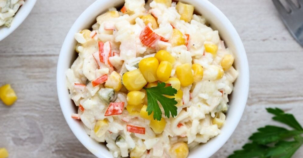 Salāti Surimi ar rīsiem un dārzeņiem, Viči