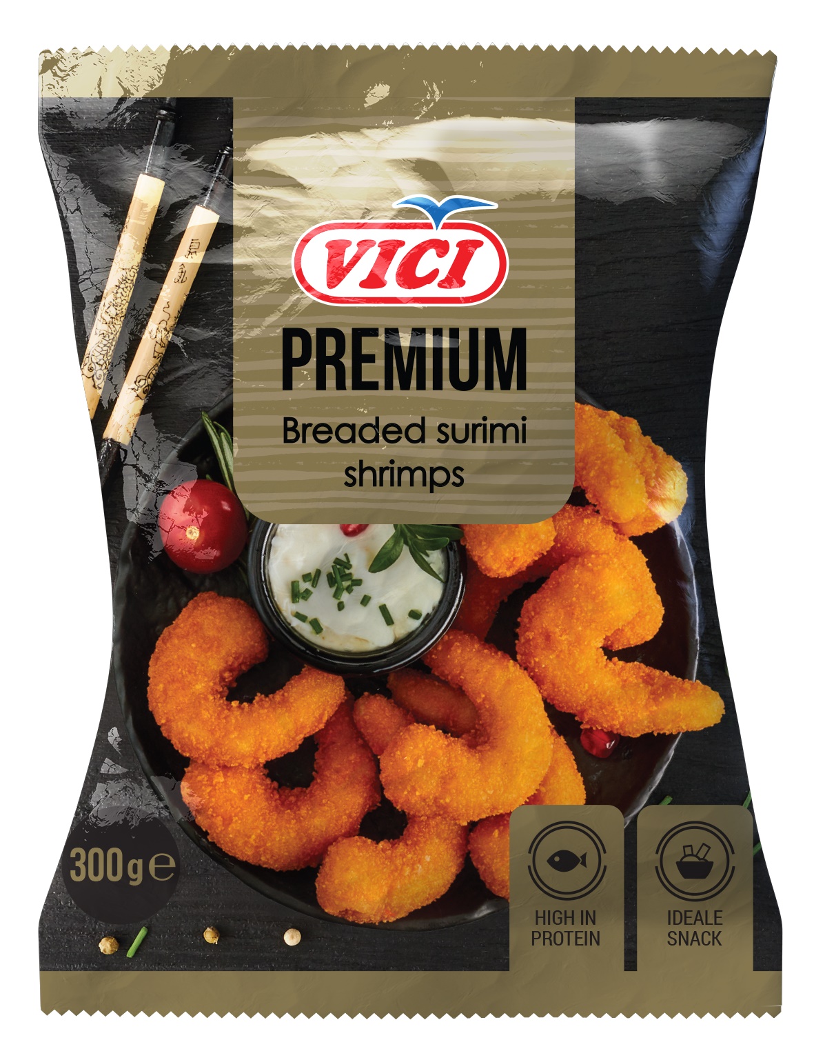 Sald. surimi garneļu formā panējumā 300g, Viči