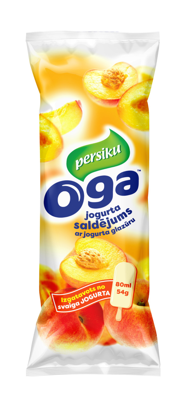 Saldējums jogurta Persiku, jogurta glazūrā 80ml/ 54g, Oga