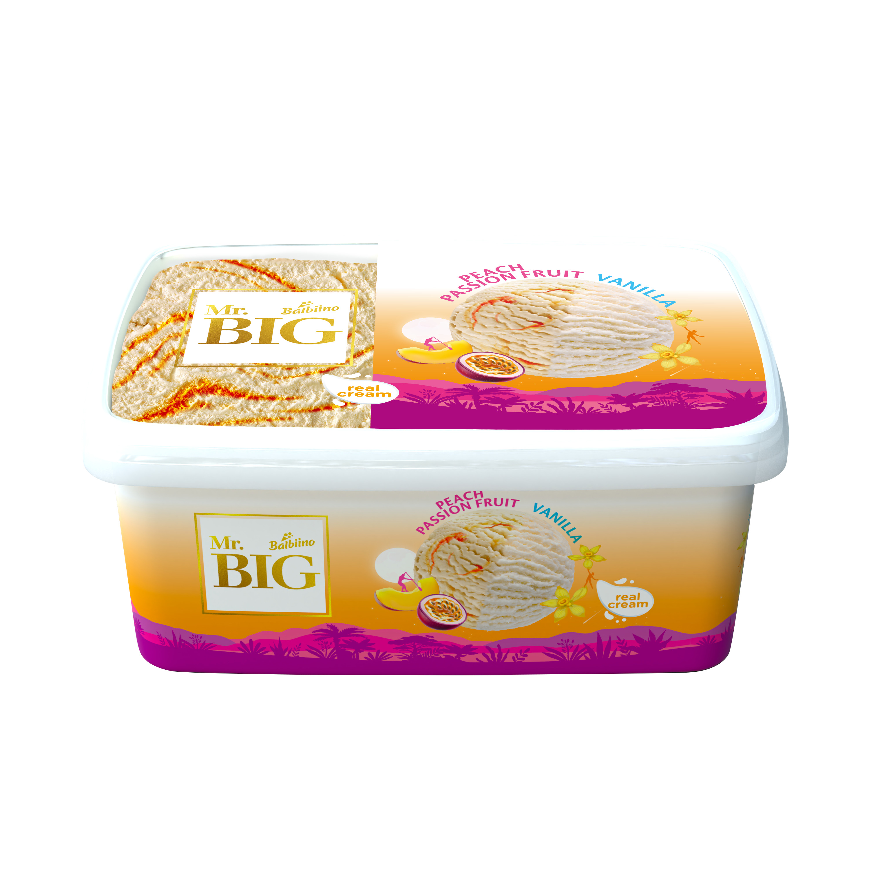 Saldējums krējuma ar persiku - marakujas un vaniļas garšu 1.4l/680g, Mr.Big
