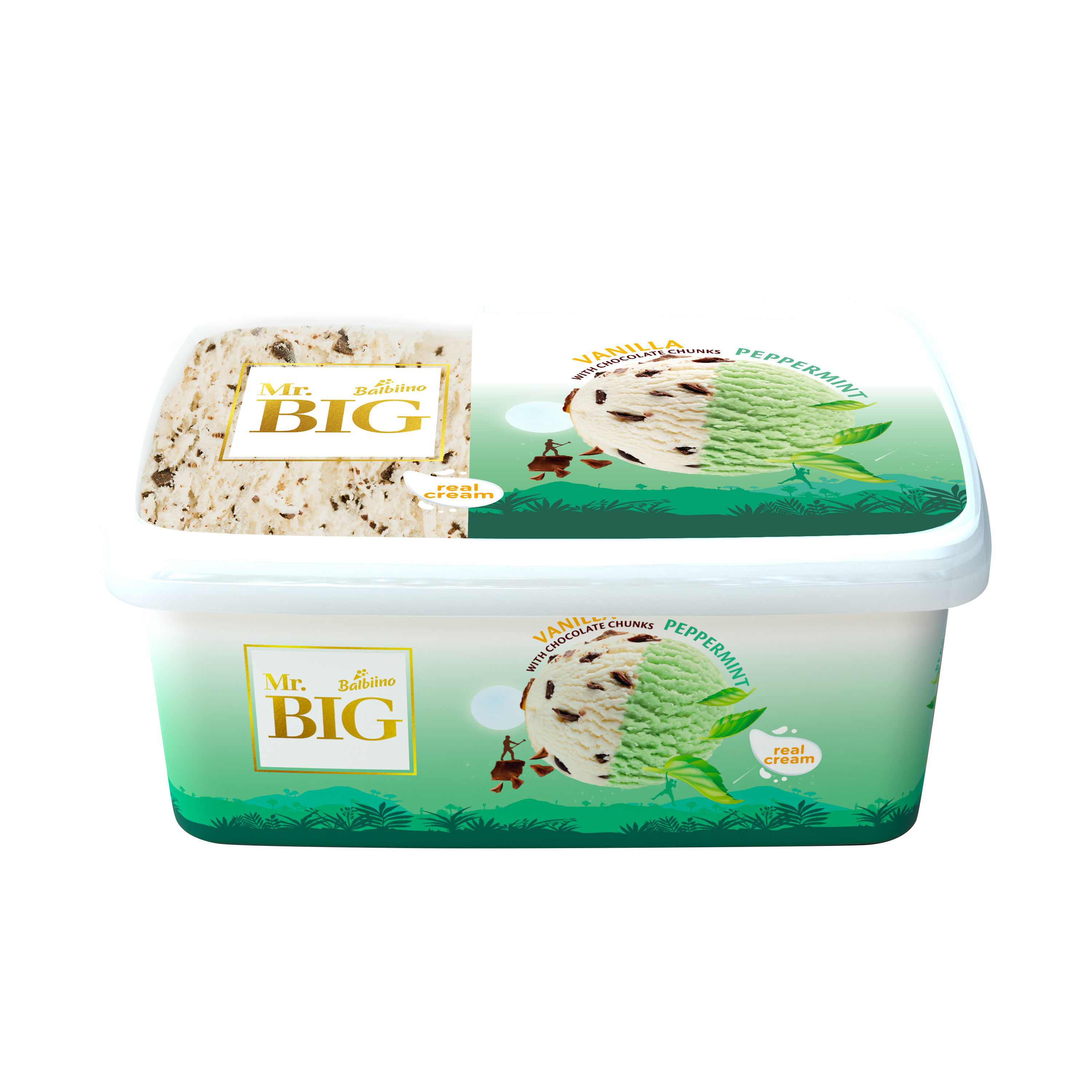 Saldējums krējuma ar piparmētru - vaniļas garšu un šok. gab. 1.4l/680g, Mr.Big