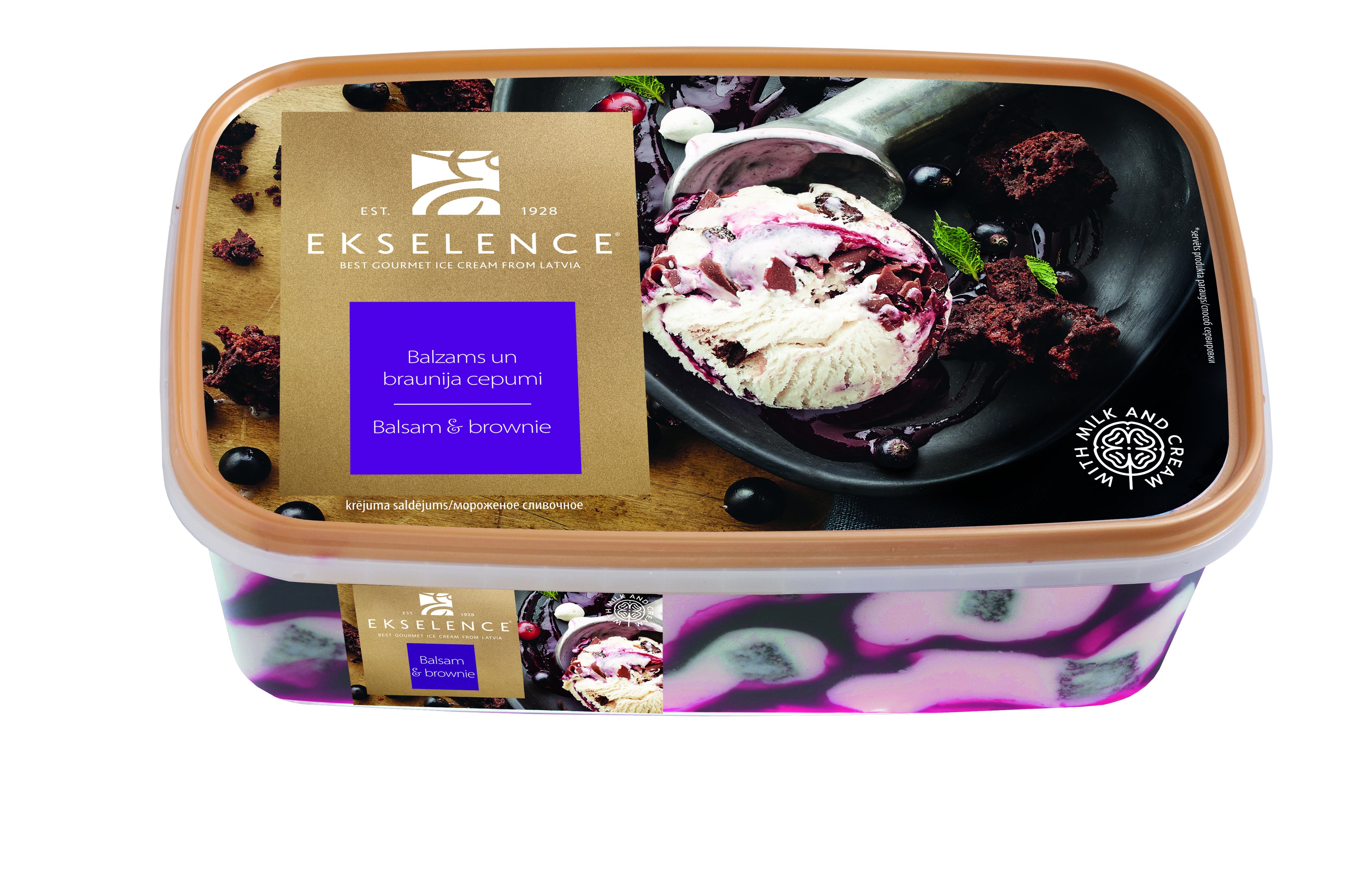 Saldējums krējuma ar Rīgas balzāmu un braunija cep. 1l/ 480g, Ekselence