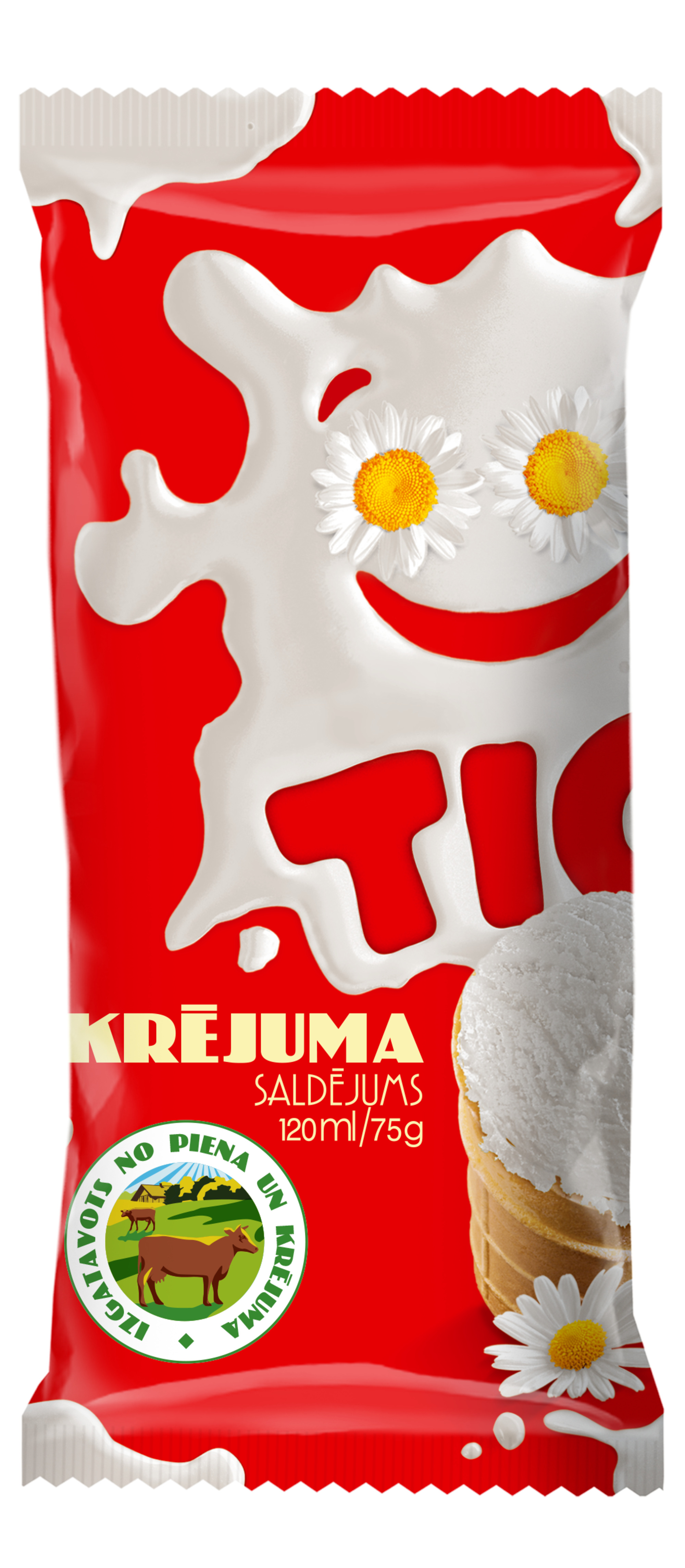 Saldējums krējuma Plombīrs 130ml/75g, Tio