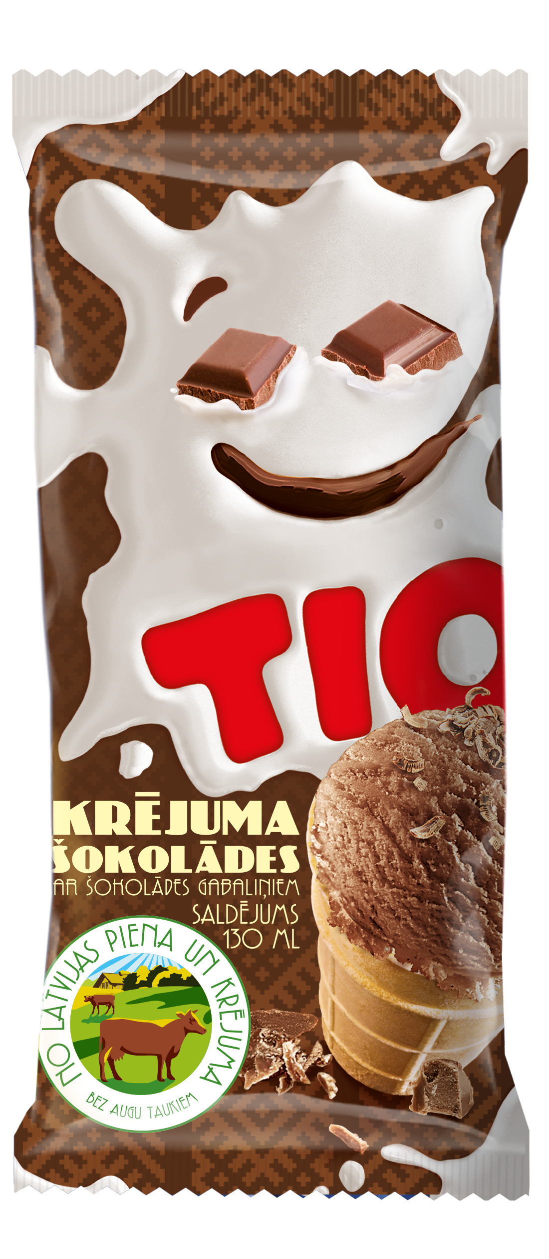 Saldējums krējuma šokolādes ar šok. gab. 130ml/75g, Tio