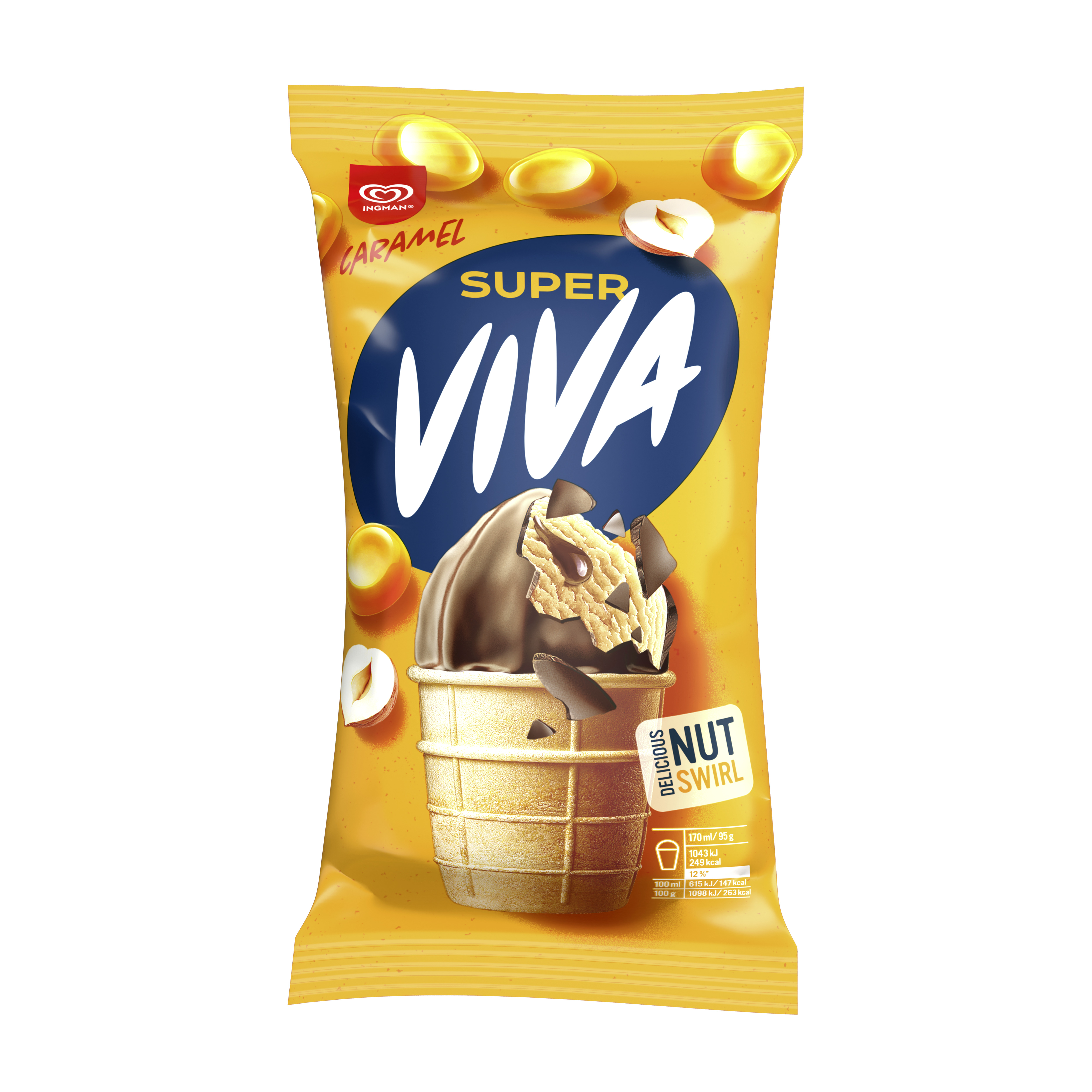 Saldējums krējuma Super Viva karameļu 170ml/95g, Ingman