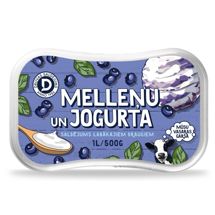 Saldējums melleņu un jogurta 1L/500g, Druva