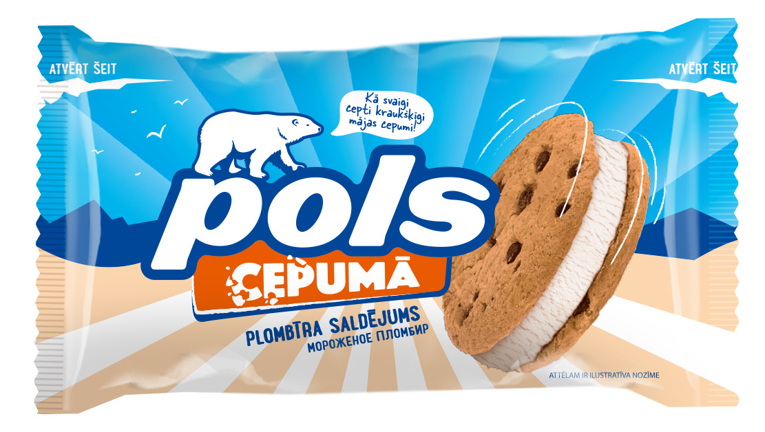 Saldējums vaniļas ar cepumiem 140ml/75g, Pols