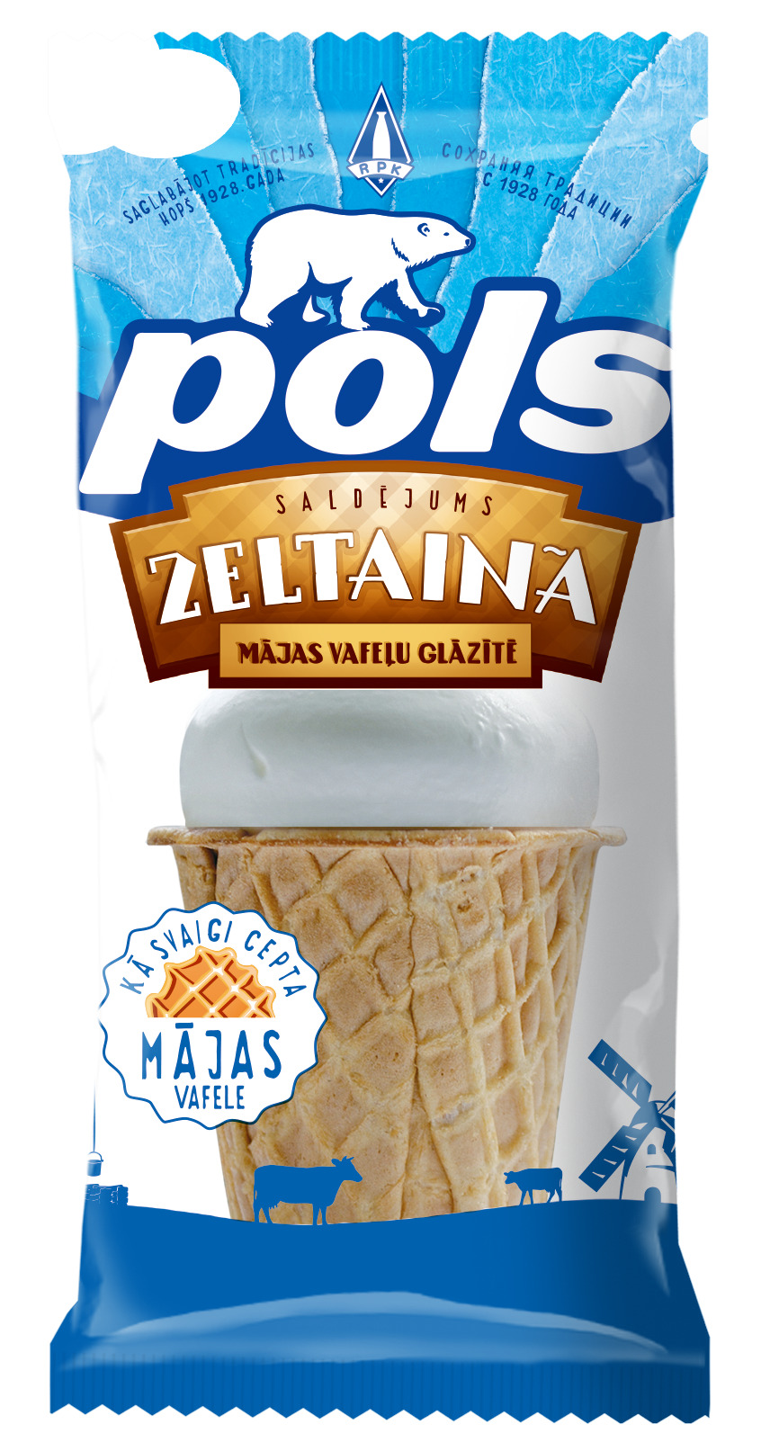 Saldējums vaniļas plomb. cukura vaf. glāzītē 120ml/70g, Pols