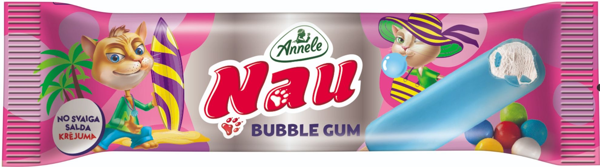 Saldējums vaniļas uz kociņa ar košļ. gumijas glazūru 90ml/ 58g, Ņau