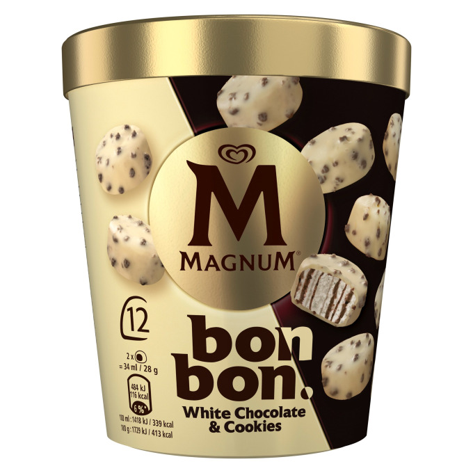 Saldējums White Chocolate and Cookie bites BON BON (12x17ml), Magnum