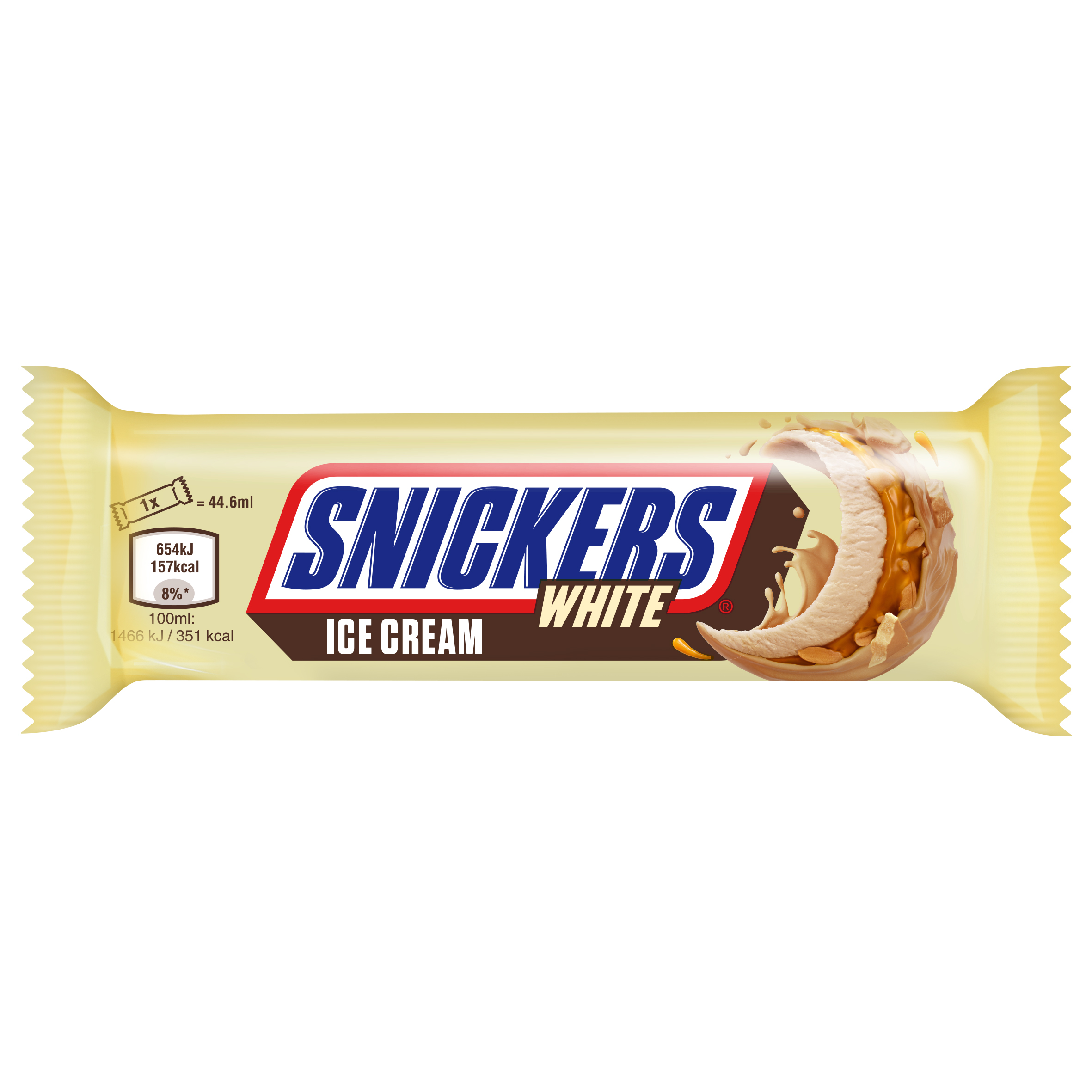 Saldējums White Ice Bar 44ml/ 40.8g, Snickers