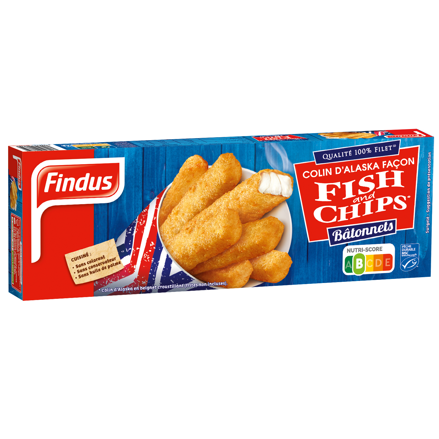 Saldētas Mintaja fil. nūjiņas panēas Fish and Chips Findus 364g