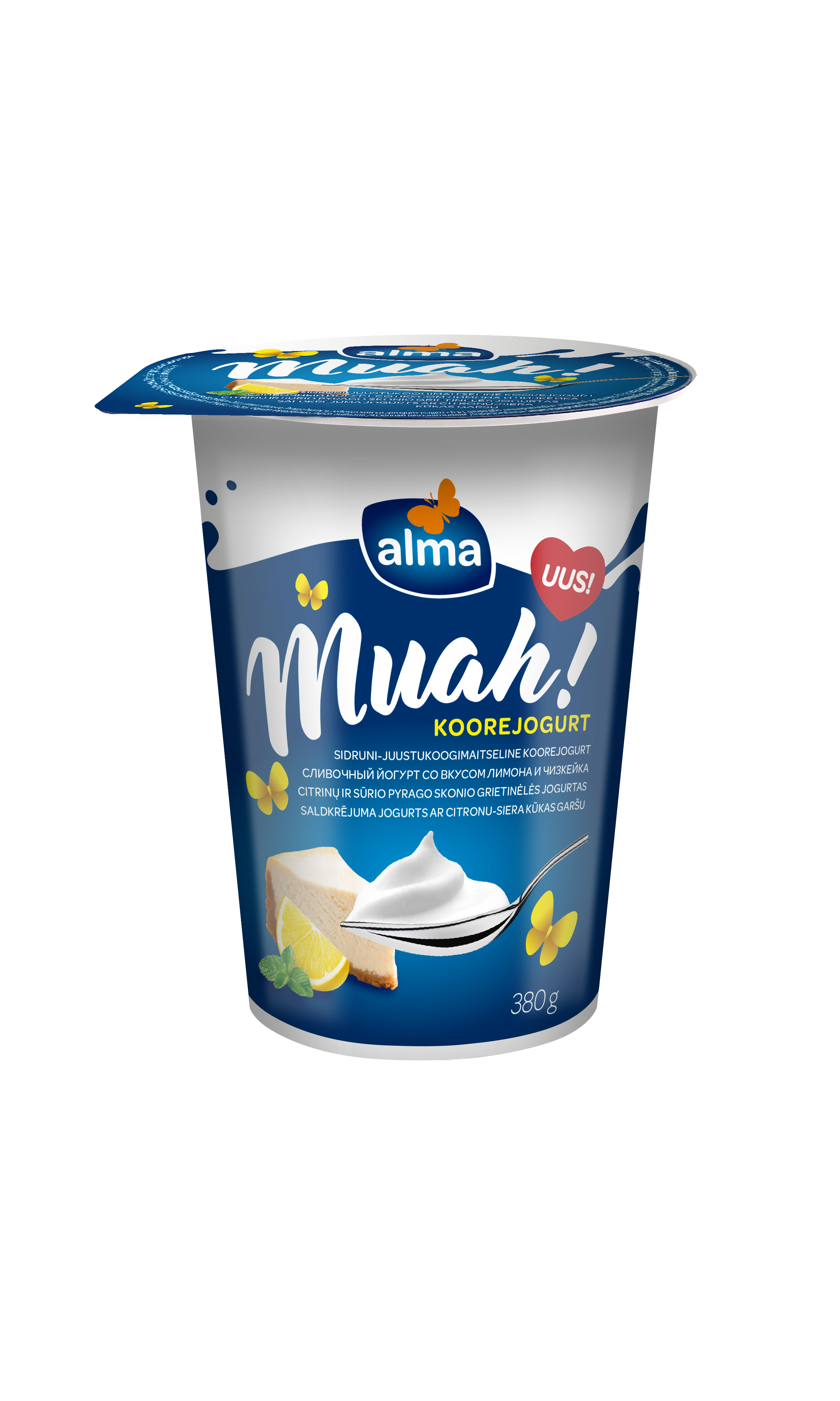 Saldkrejuma jogurts ALMA Muah!, ar citronu-siera kukas garu, 380g