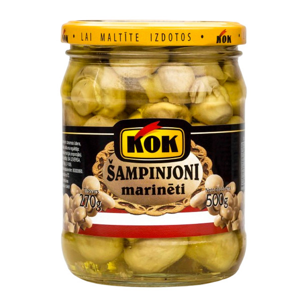 Šampinjoni marinēti 500g (270g), KOK