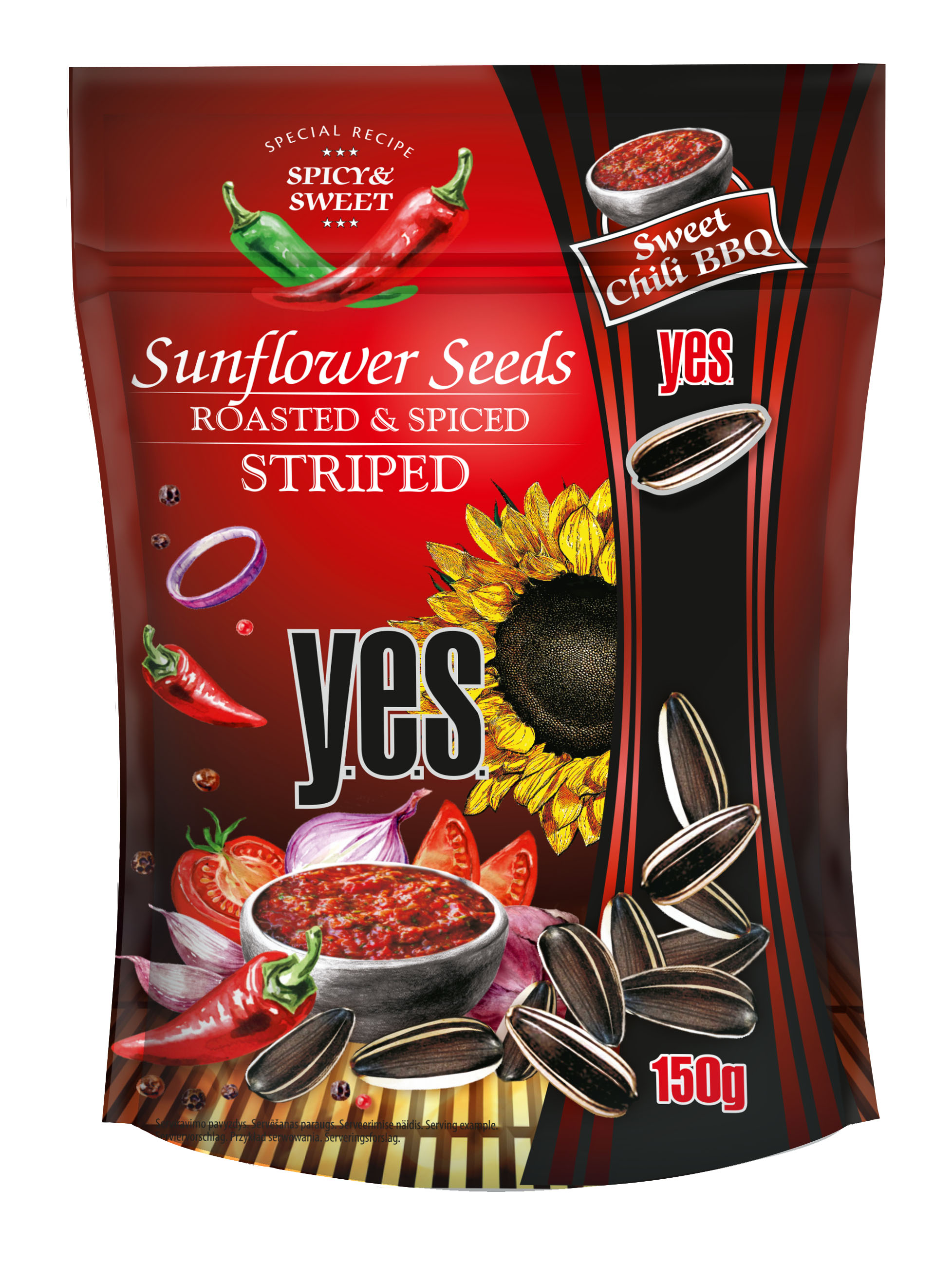 Saulespuķu sēklas Sweet čilli BBQ apceptas 150g, Y.E.S.