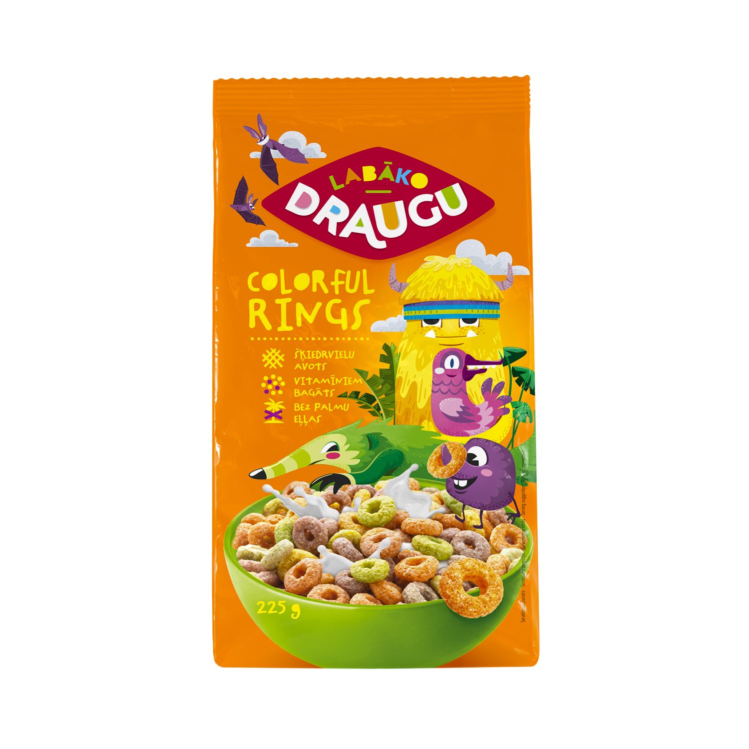 Sausās brokastis Colorful Rings 225g, Labāko Draugu