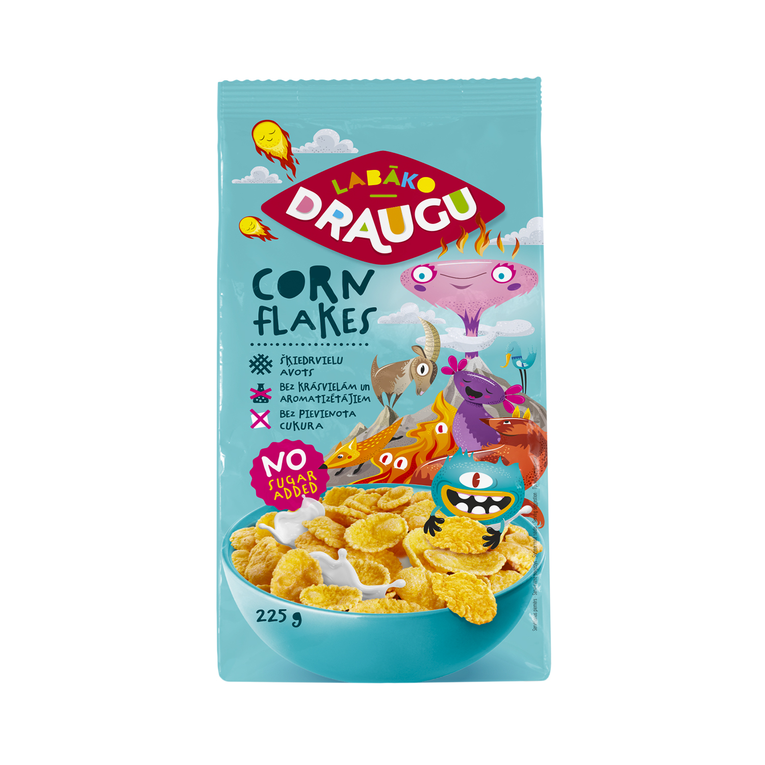 Sausās brokastis Corn Flakes bez cukura 225g, Labāko draugu