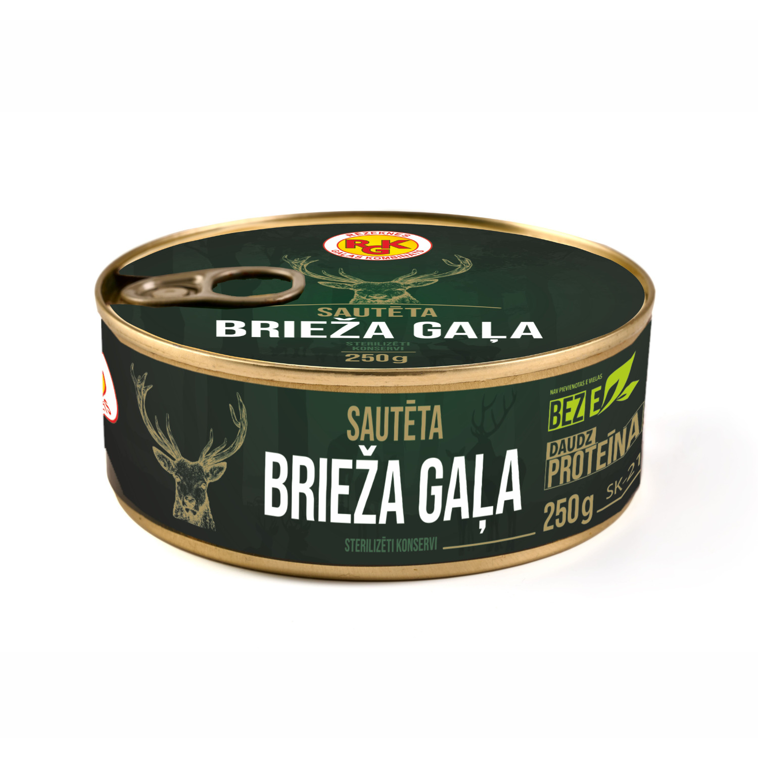 Sautēta brieža gaļa, sterilizēti konservi bundža 250g, RGK