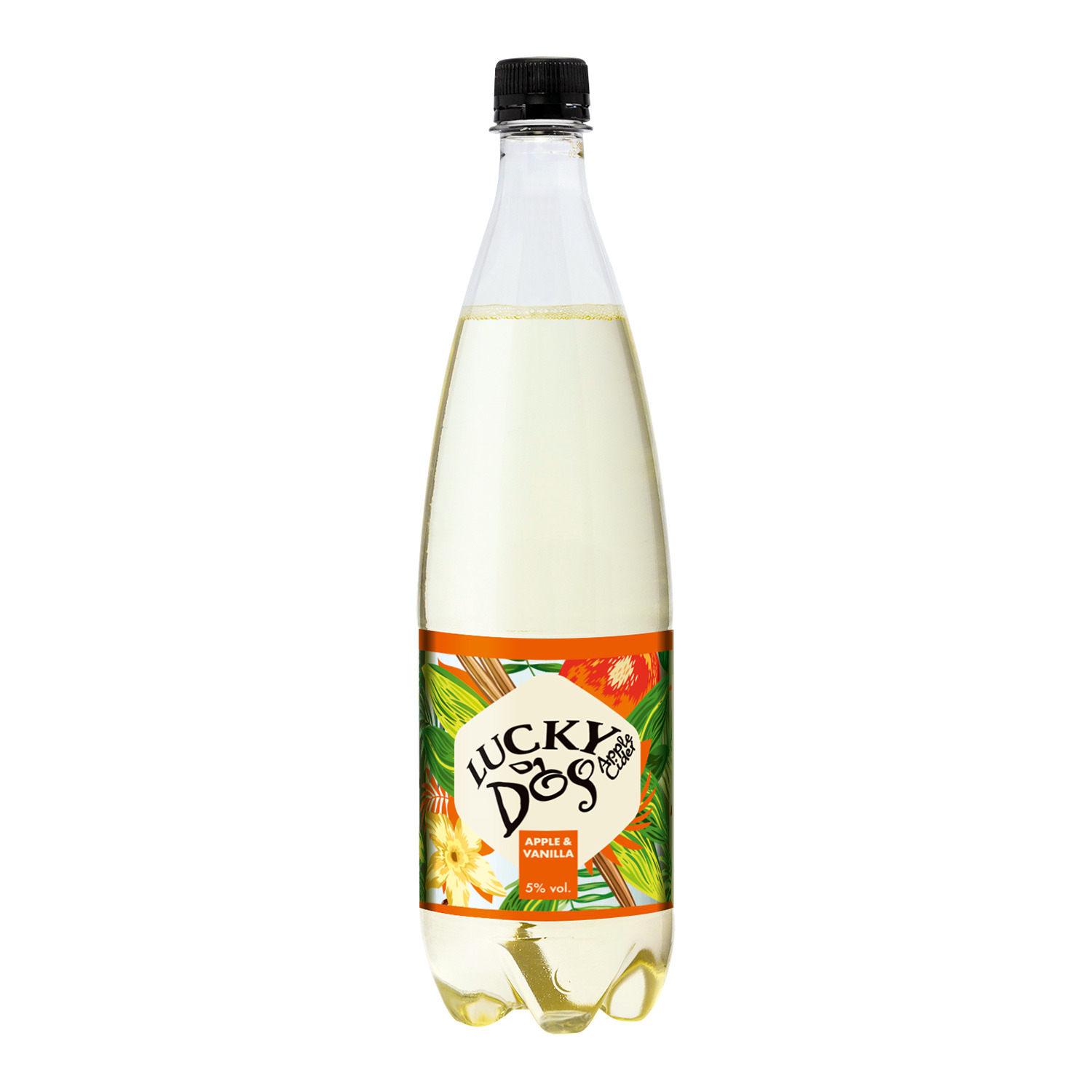 Sidrs ābolu ar vaniļas garšu 5% 1l PET, Lucky Dog