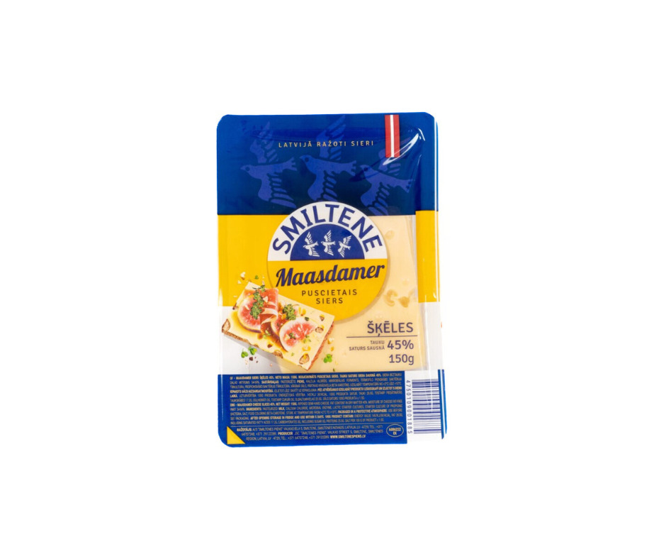 Siers Maasdamer 45% šķēlēs 150g, Smiltene