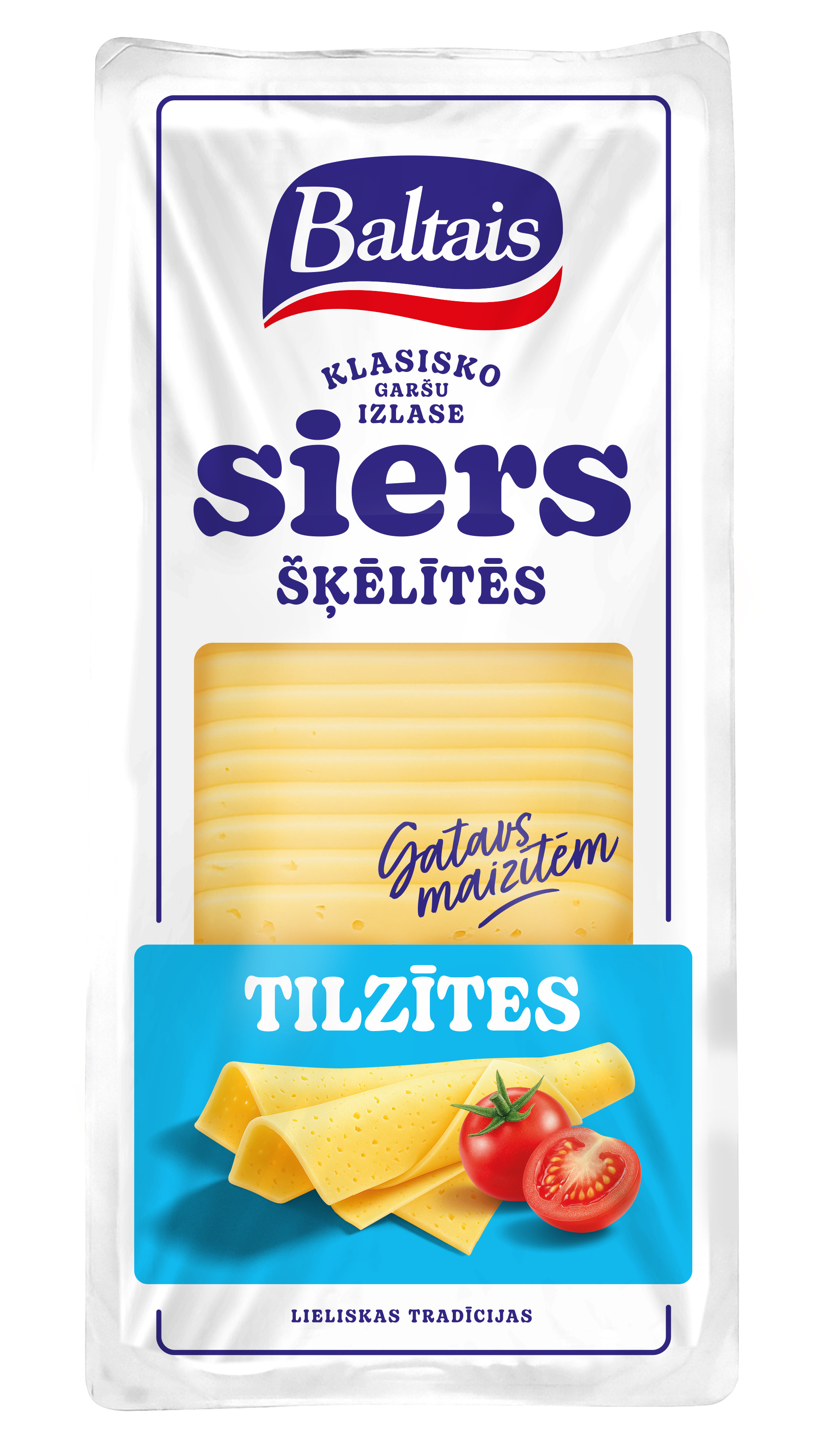 Siers Tilzītes šķēlītēs 500g, Baltais