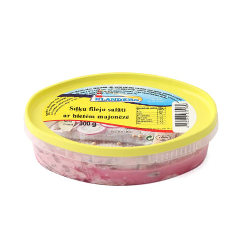 Siļķu filejas gabaliņi majonēzē ar bietēm 300g
