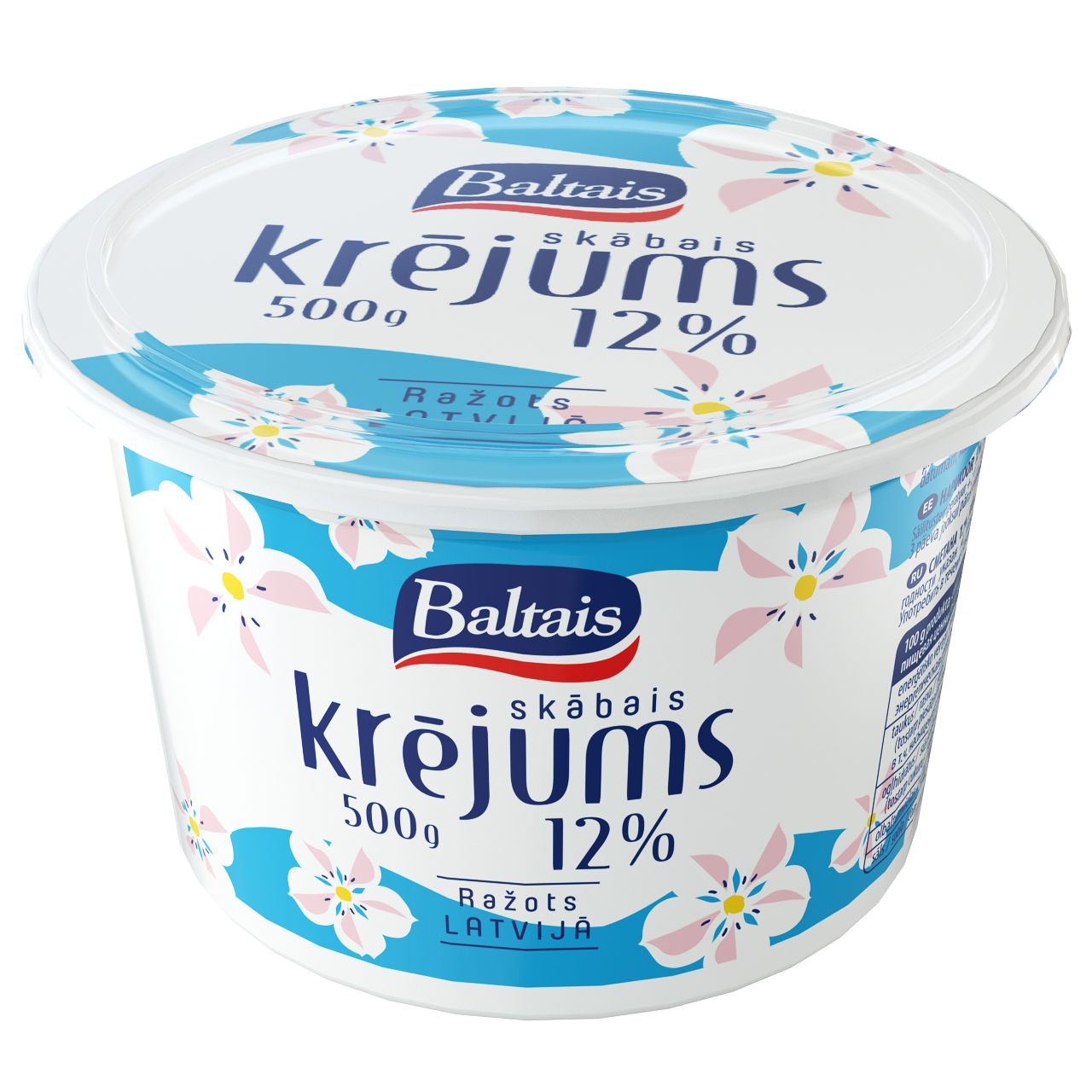 Skābais krējums 12% 500g glāzē, Baltais
