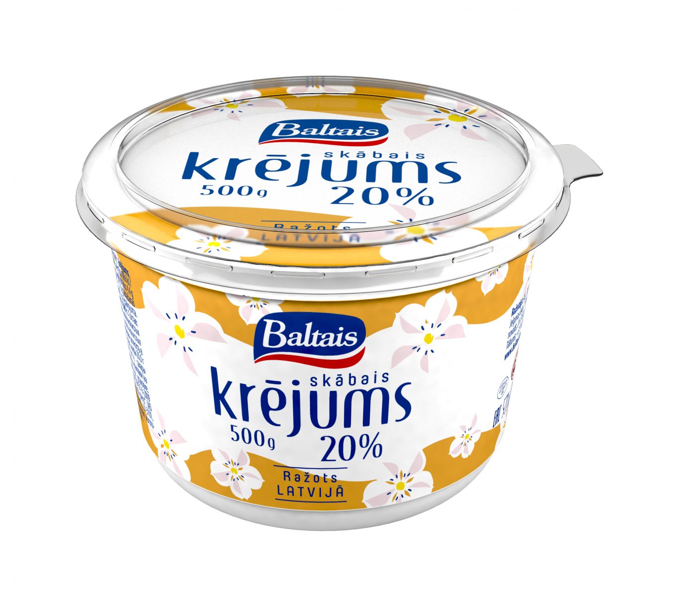 Skābais krējums 20% 500g glāzē, Baltais