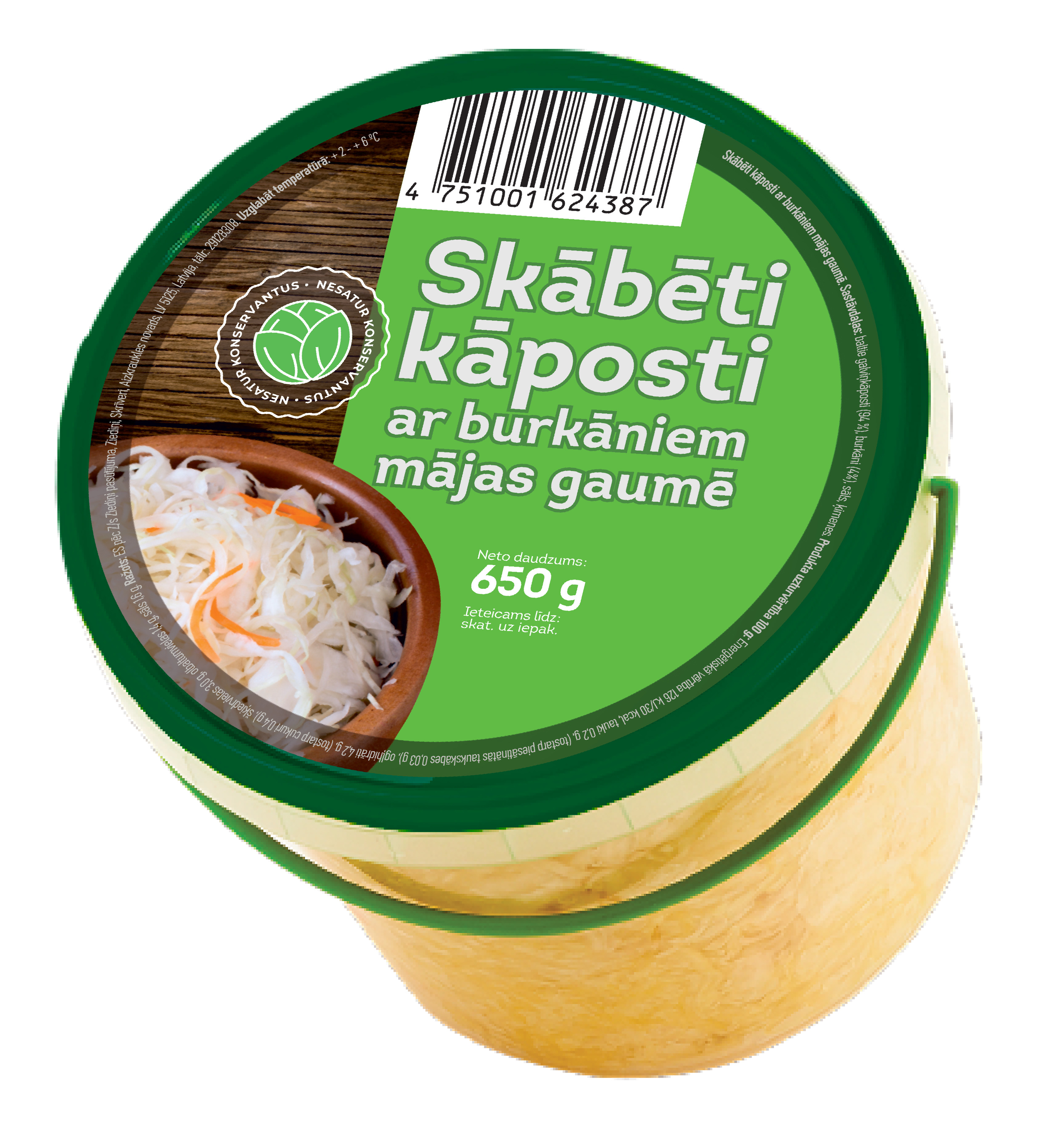 Skābēti kāposti ar burkāniem mājas gaumē 650g