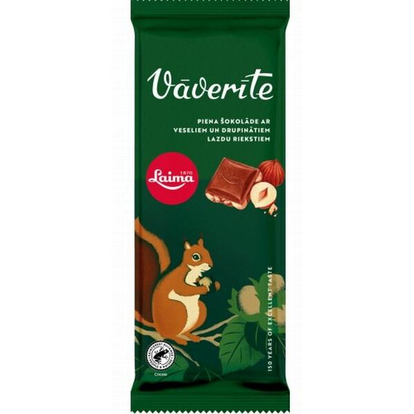 Šokolāde piena Vāverīte 90g, Laima