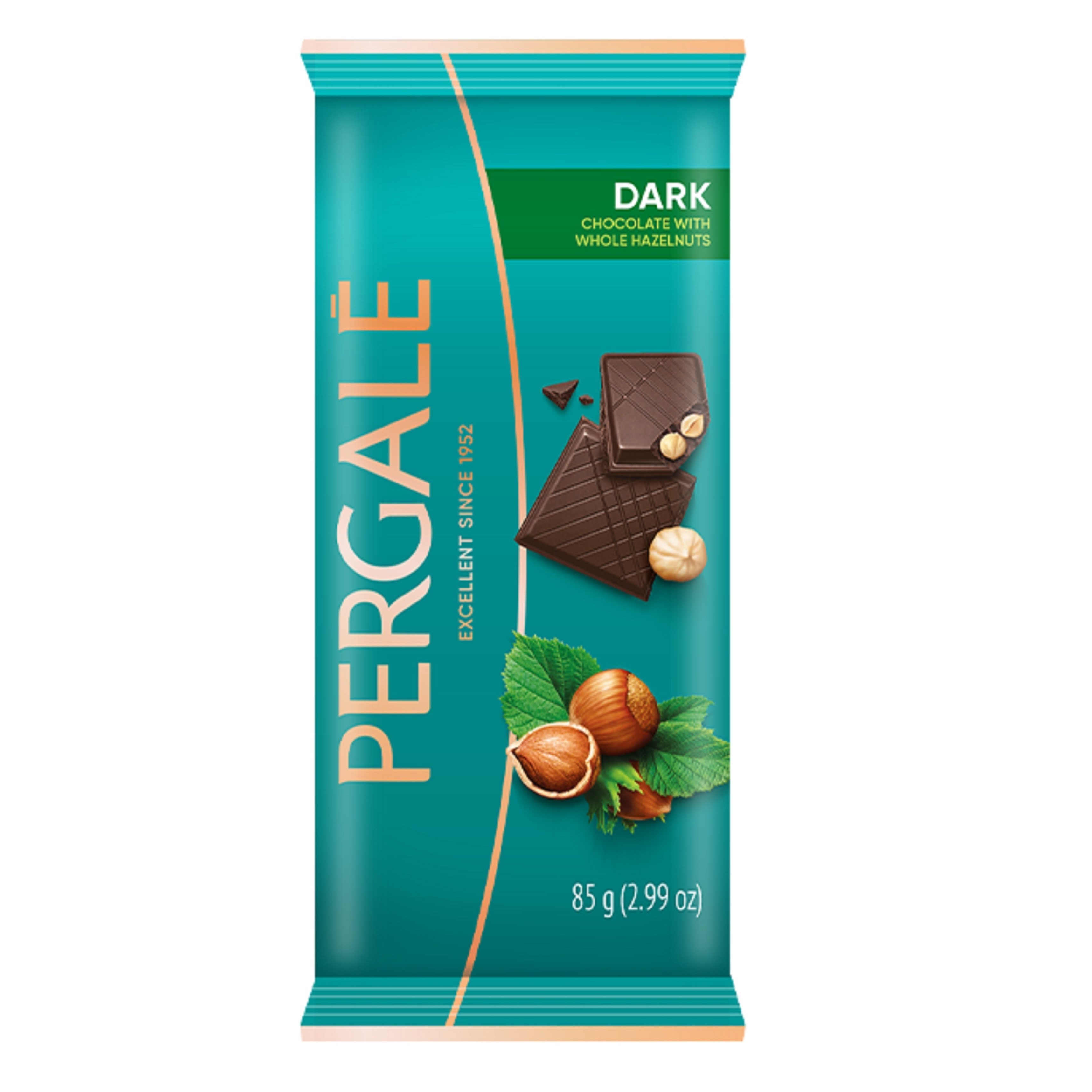 Šokolāde tumšā ar lazdu riekstiem 85g, Pergale