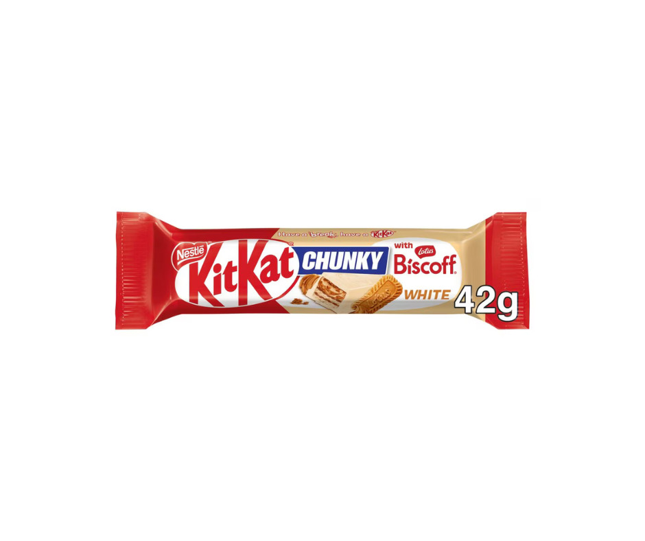 Šokolādes batoniņš Kit Kat Chunky White Biscoff 42g, Nestle