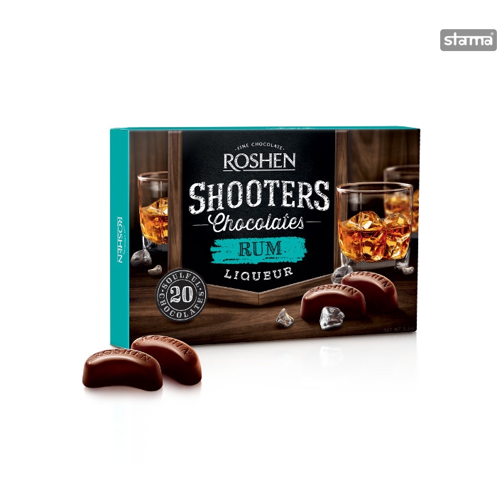 Šokolādes konf. kaste SHOOTERS ar ruma liķieri 150g
