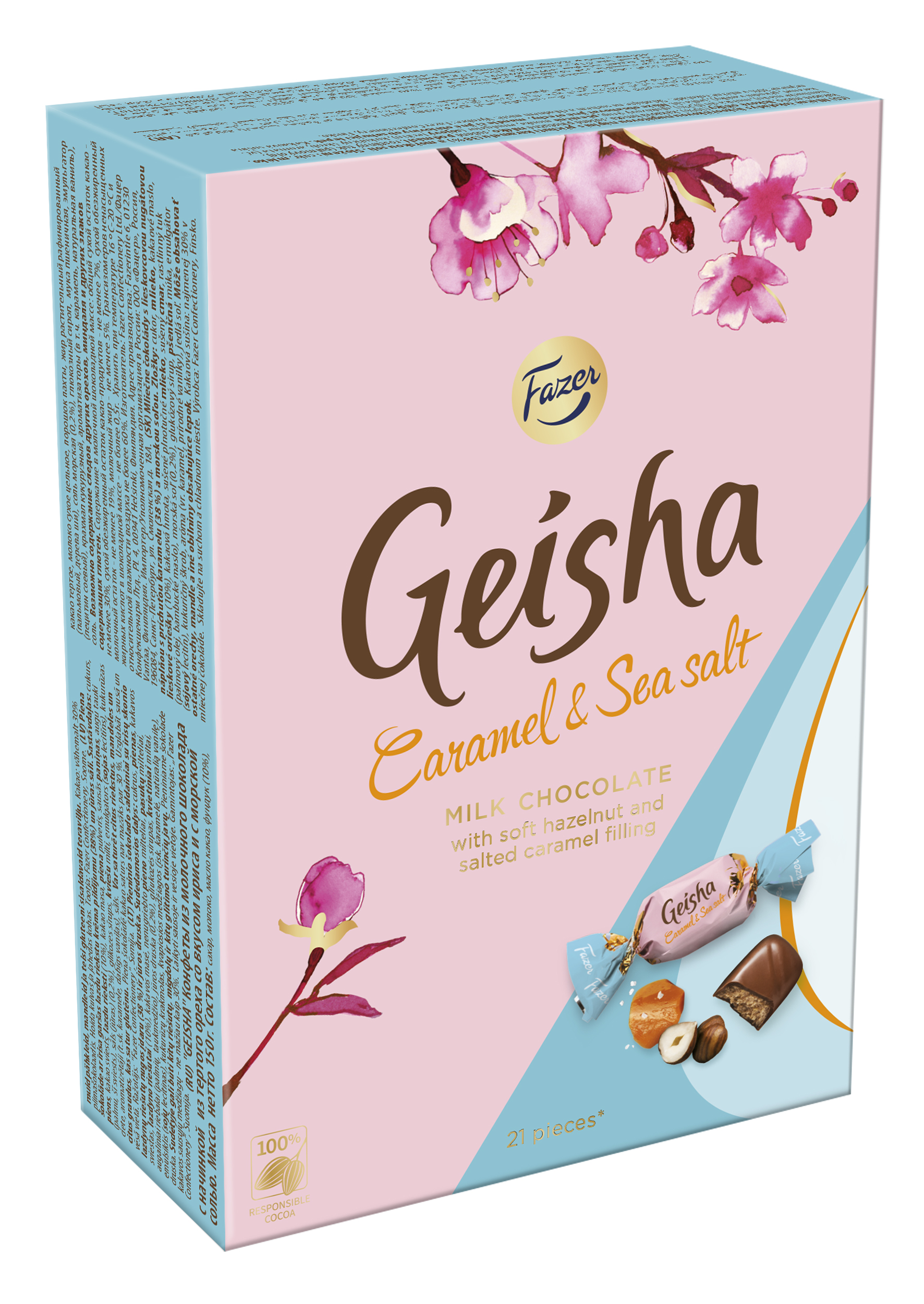 Šokolādes konfektes ar karameli un jūras sāli Geisha 150g, Fazer